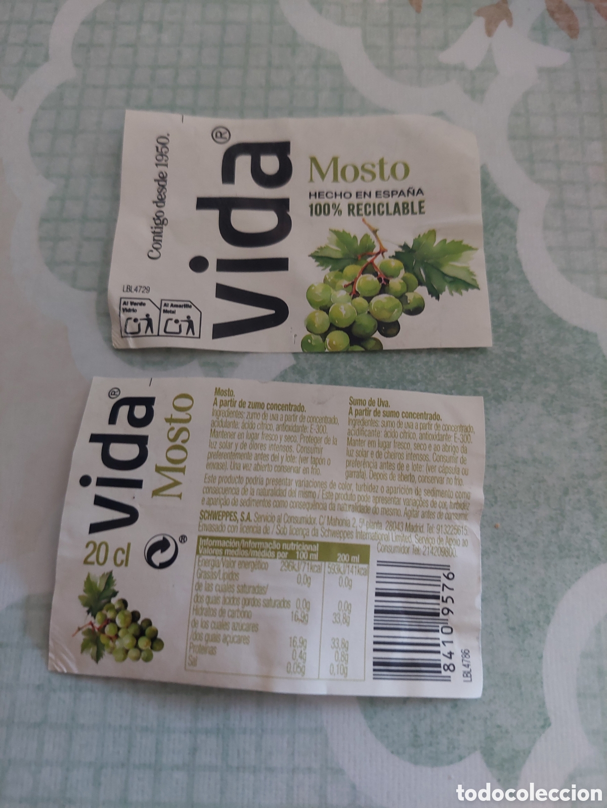 Etiquetas antiguas: Etiqueta vida mosto 20 cl Espa&ntilde;a - Foto 1