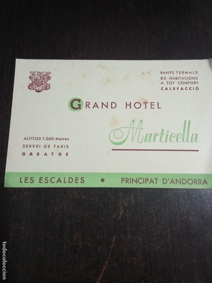 Alte Etiketten: Hotel Marticella.Les Escaldes.Andorra.