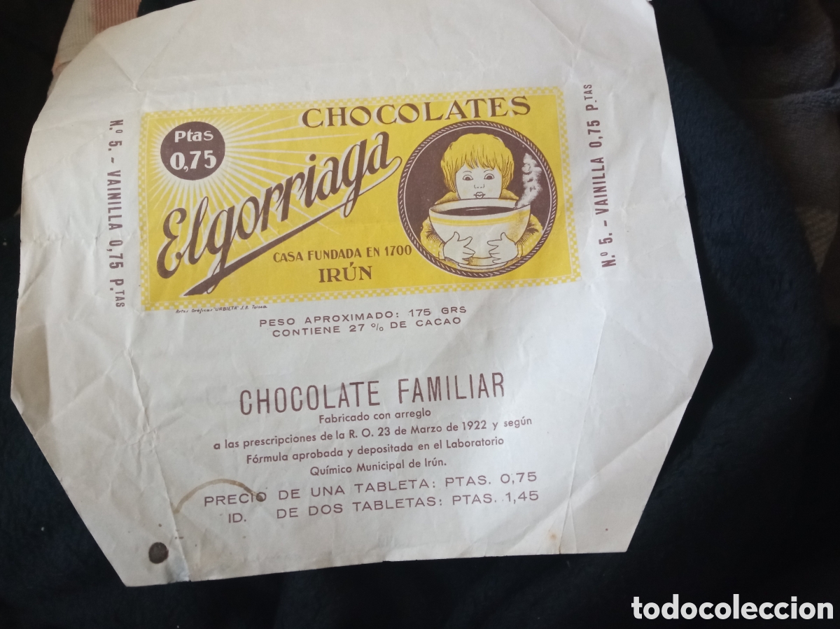 Etiquetas antiguas: Antiguo envoltorio de tableta de Chocolates Elgorriaga - Foto 2