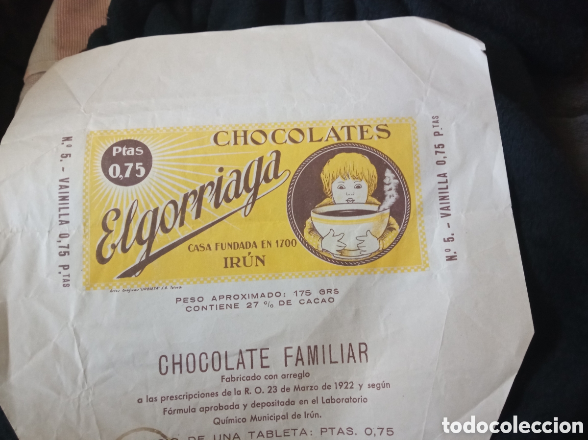 Etiquetas antiguas: Antiguo envoltorio de tableta de Chocolates Elgorriaga - Foto 3