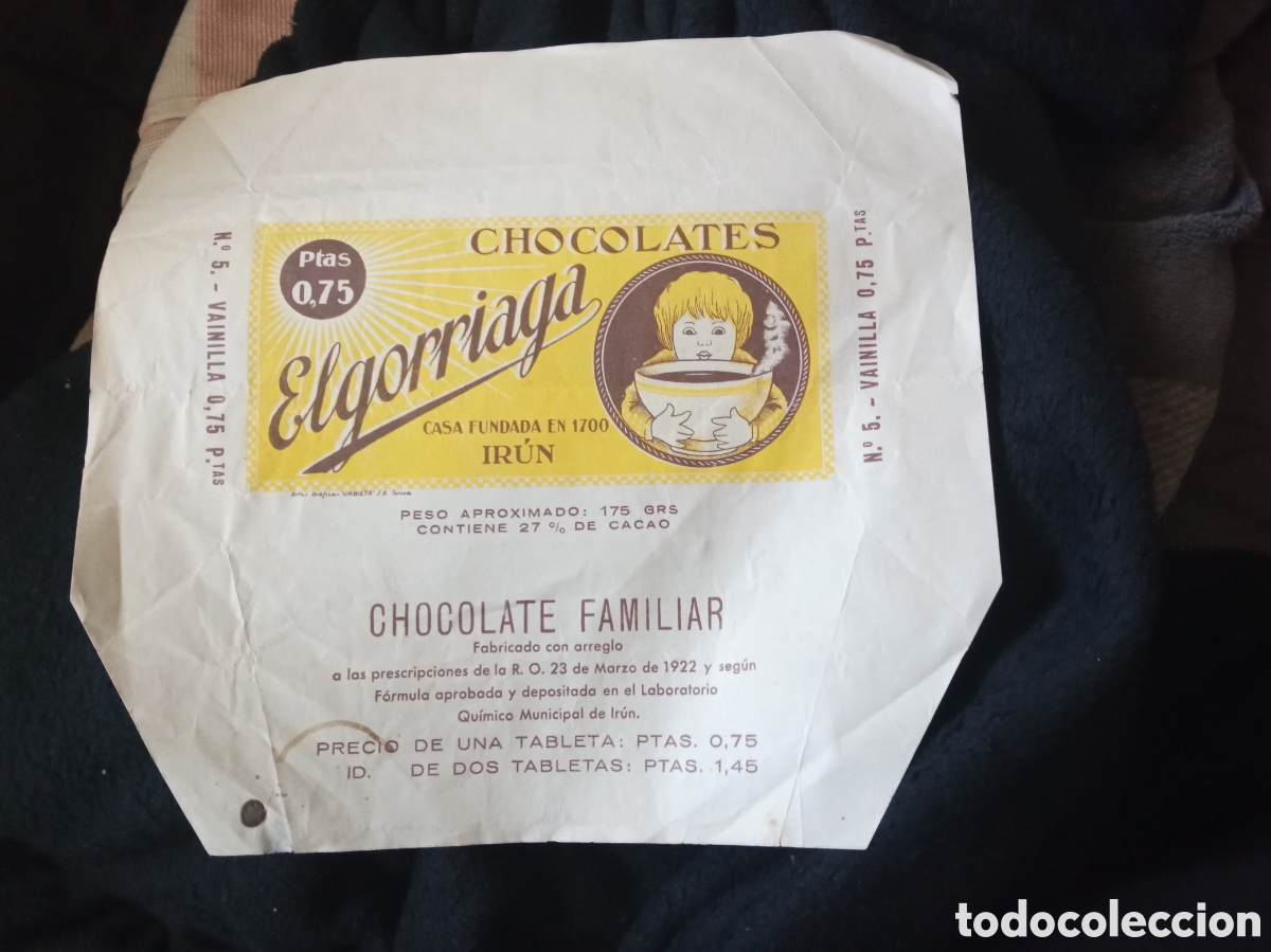 Etiquetas antiguas: Antiguo envoltorio de tableta de Chocolates Elgorriaga - Foto 1