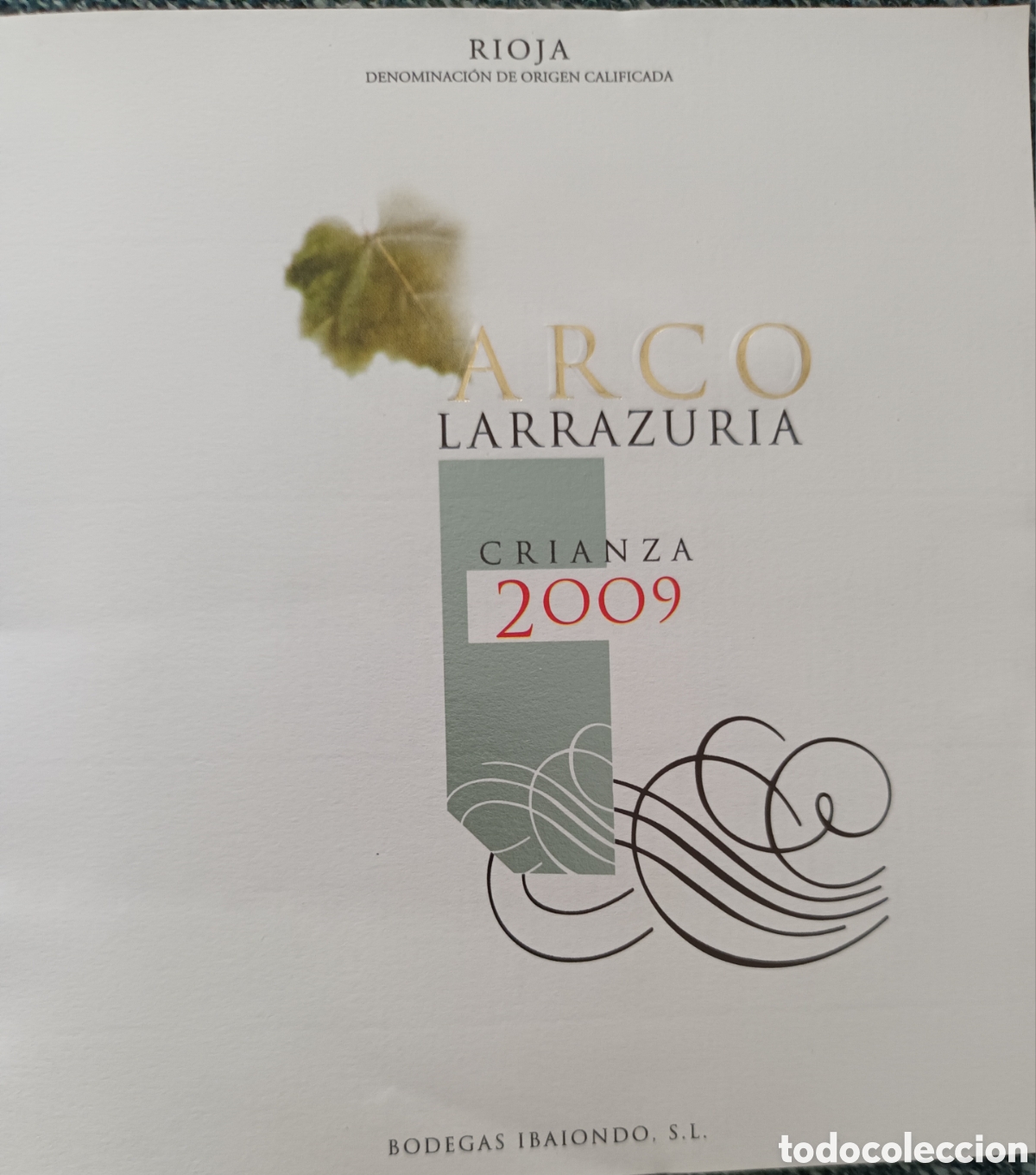 Etiquetas antiguas: ETIQUETA ARCO LARRAZURIA CRIANZA 2009 - Foto 1