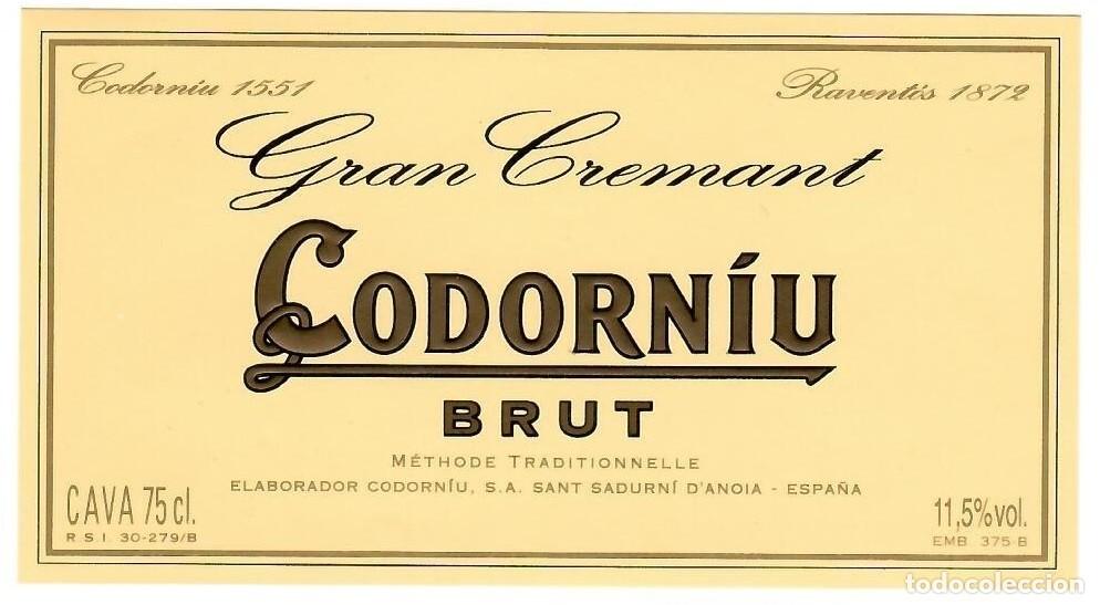Etiquetas antiguas: Gran Cremant Codorniu Brut - Sant Sadurn&iacute; dAnoia - Foto 1