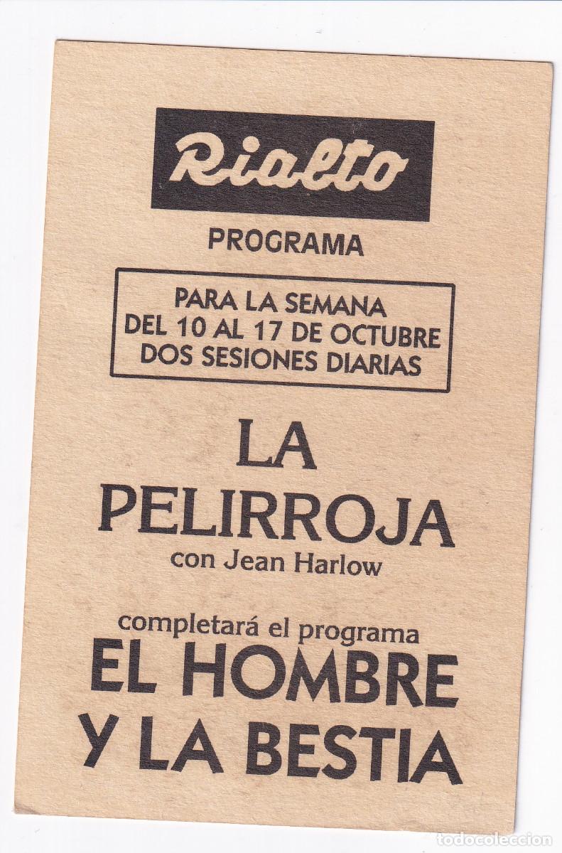 Etiquetas antiguas: CINE.- Programa de Cine Facsimil. La Pelirroja. Jean Harlow. - Foto 2