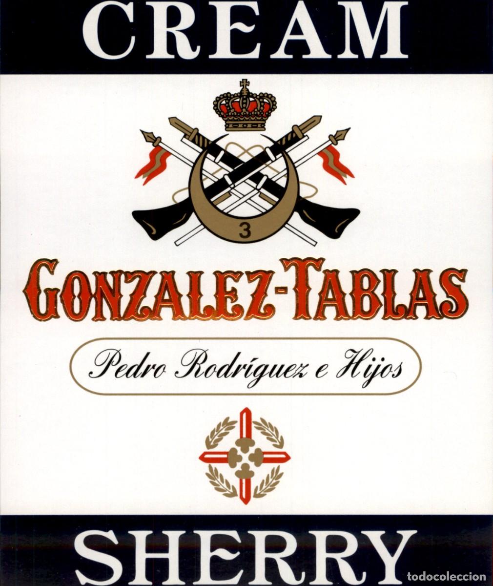 Alte Etiketten: Cuerpo de Regulares Indigenas n&uacute;mero 3 - Gonzalez - Tablas - Sherry Cream - Pedro Rodriguez Sanlucar