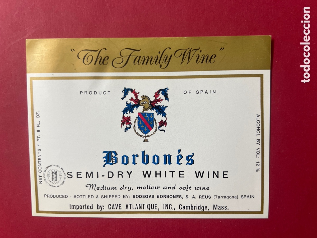 Etiquetas antiguas: ET103. ETIQUETA DE VINO - BORBON&Eacute;S - Foto 1