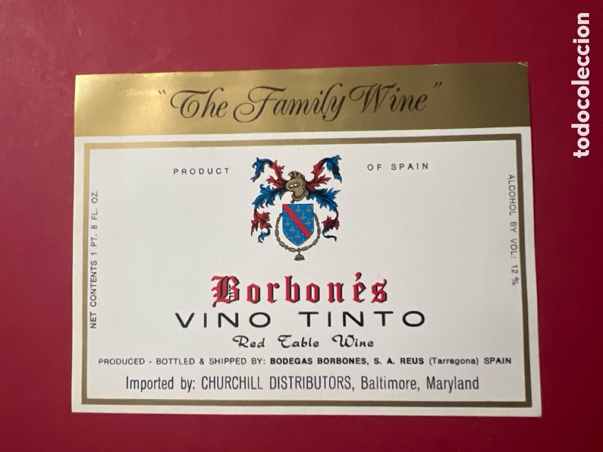 Etiquetas antiguas: ET107. ETIQUETA DE VINO - BORBON&Eacute;S - Foto 1