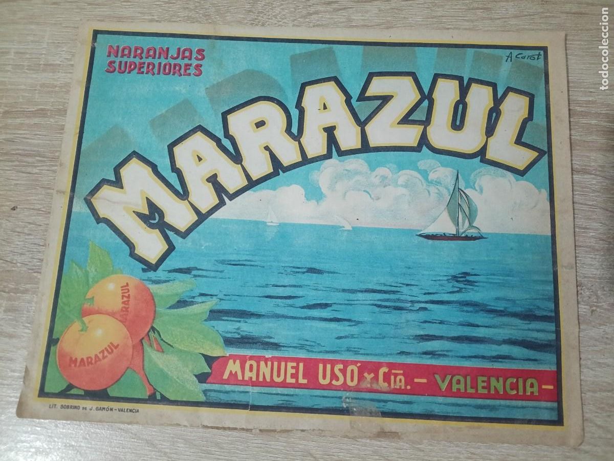 Etiquetas antiguas: MARAZUL NARANJAS SUPERIORES - Foto 1