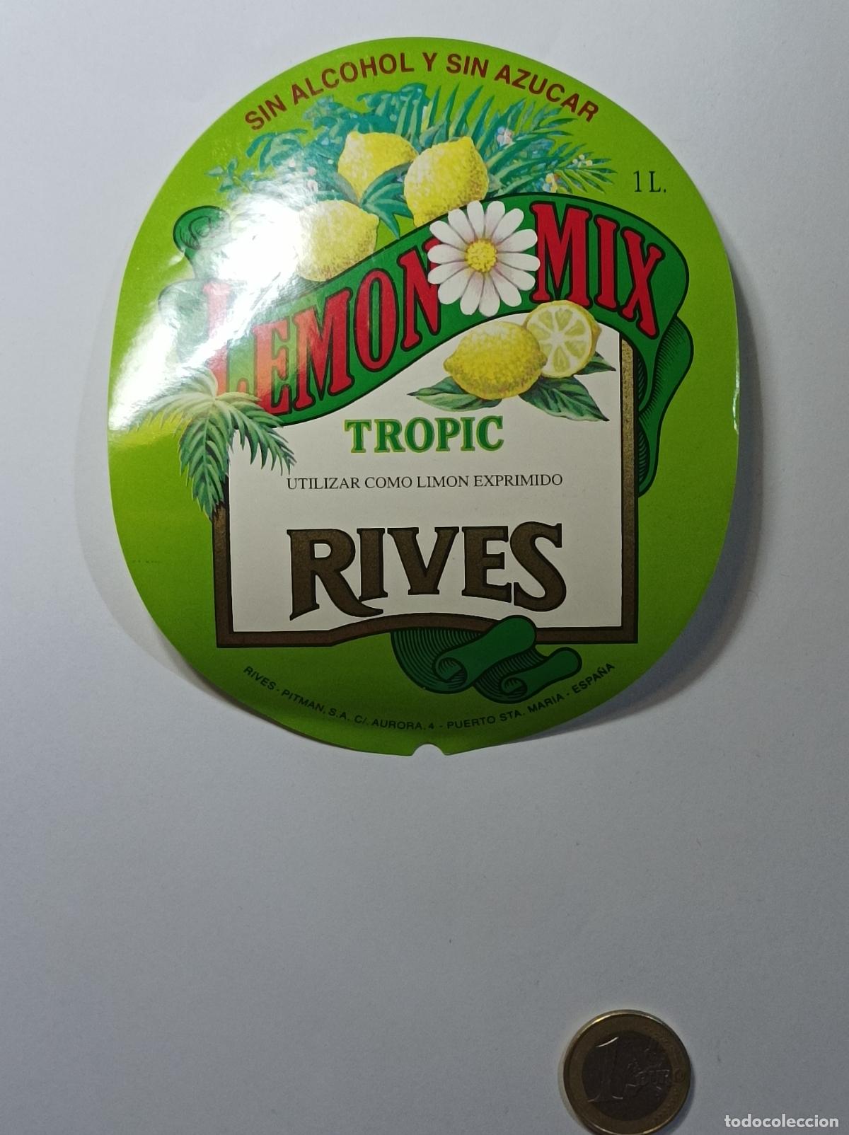Etichette antiche: LEMON MIX TROPIC RIVES. ETIQUETA ANTIGUA LICOR. SIN PEGAR.