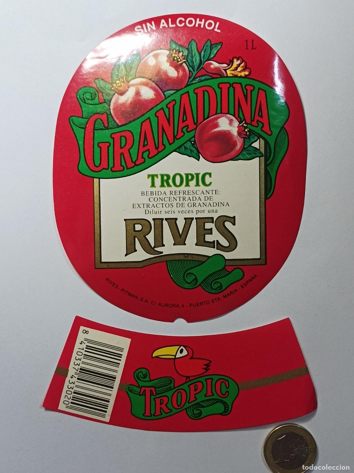 Etichette antiche: GRANADINA TROPIC RIVES. ETIQUETA ANTIGUA LICOR. SIN PEGAR.