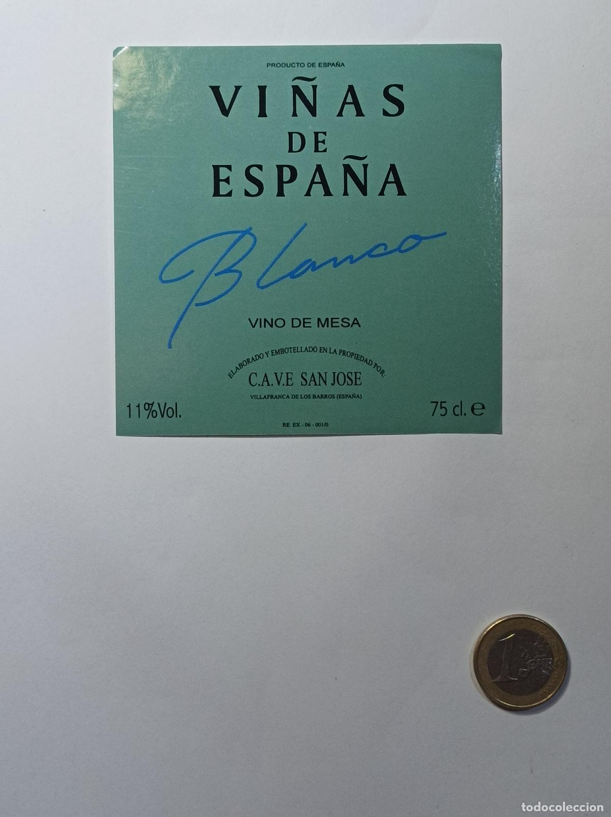 Etichette antiche: VI&Ntilde;AS DE ESPA&Ntilde;A. VINO BLANCO. ETIQUETA ANTIGUA LICOR. SIN PEGAR.