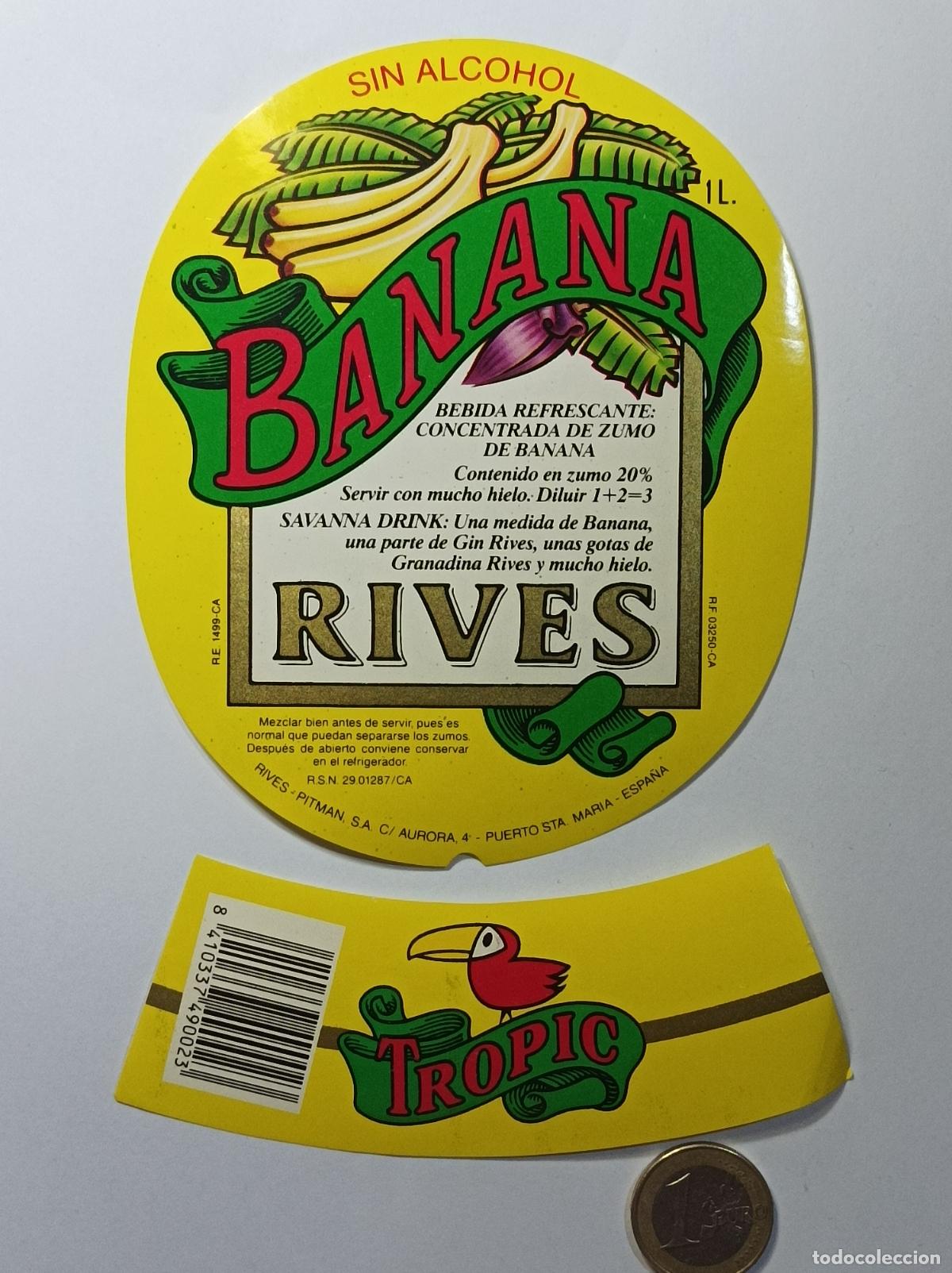 Etichette antiche: BANANA TROPIC RIVES. ETIQUETA ANTIGUA LICOR. SIN PEGAR.