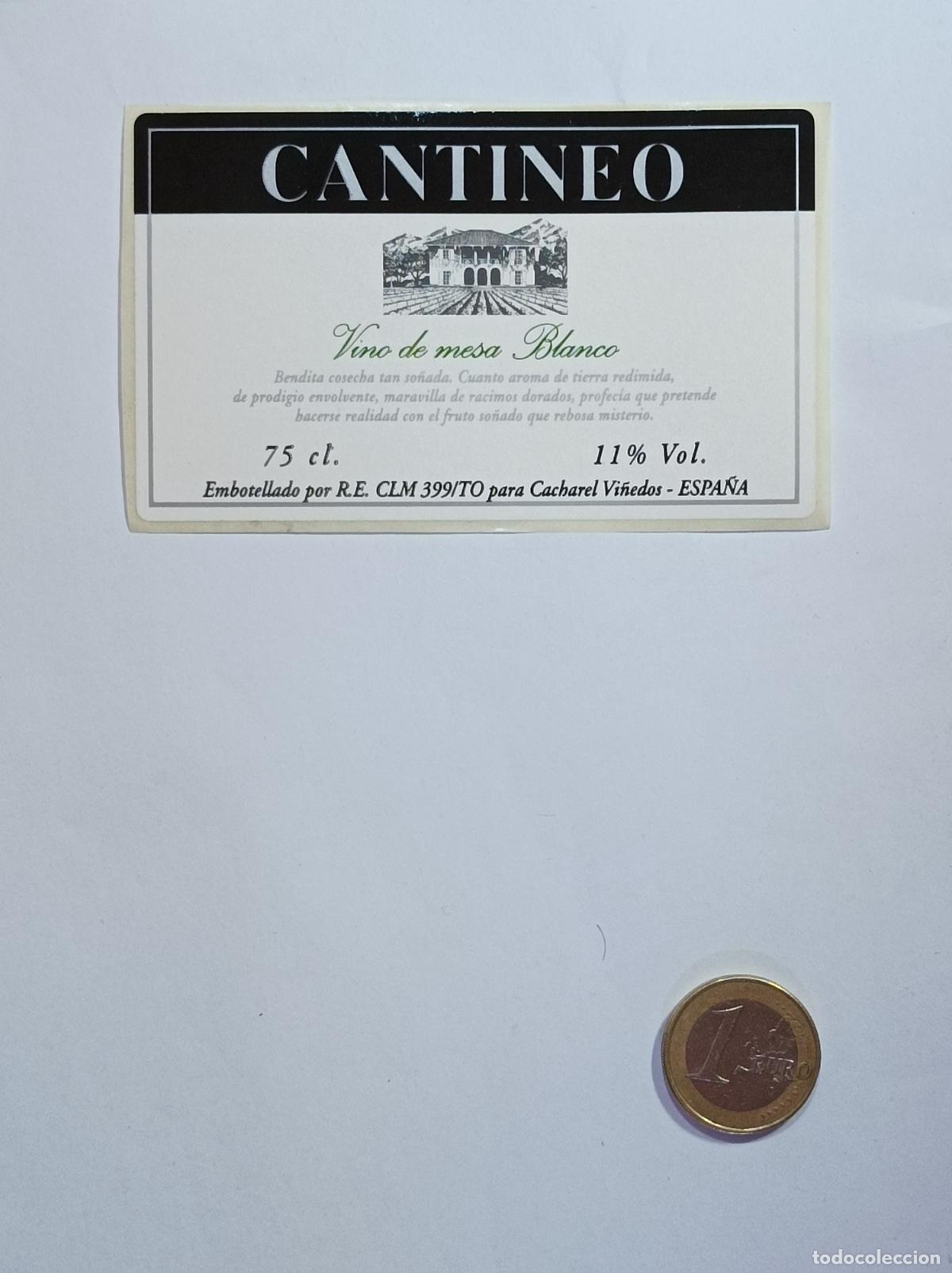 &Eacute;tiquettes anciennes: CANTINEO. VINO DE MESA BLANCO. ETIQUETA VINO. SIN USAR. PEGATINA.
