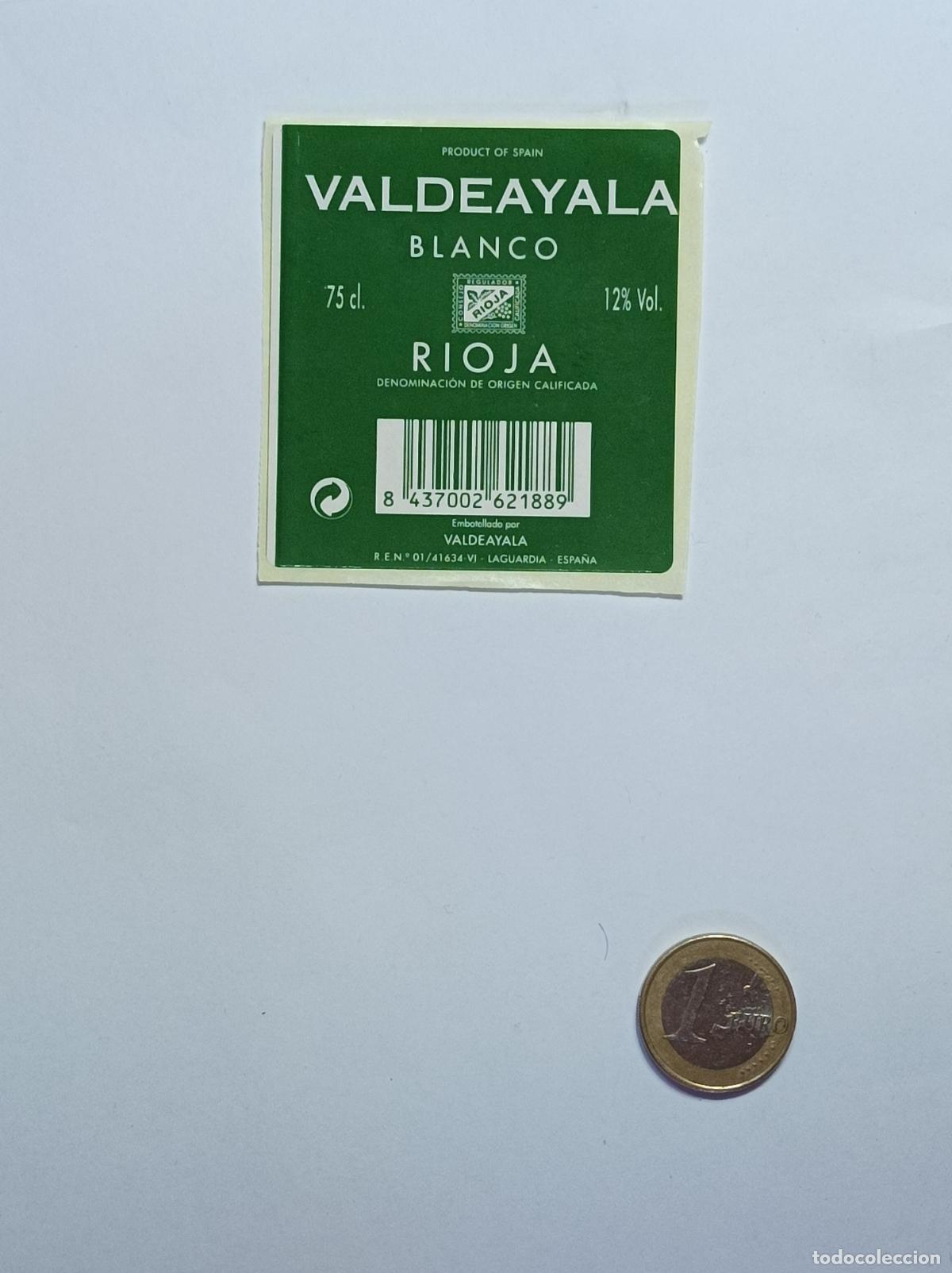 &Eacute;tiquettes anciennes: VALDEAYALA. RIOJA. BLANCO. ETIQUETA VINO. SIN USAR. PEGATINA.