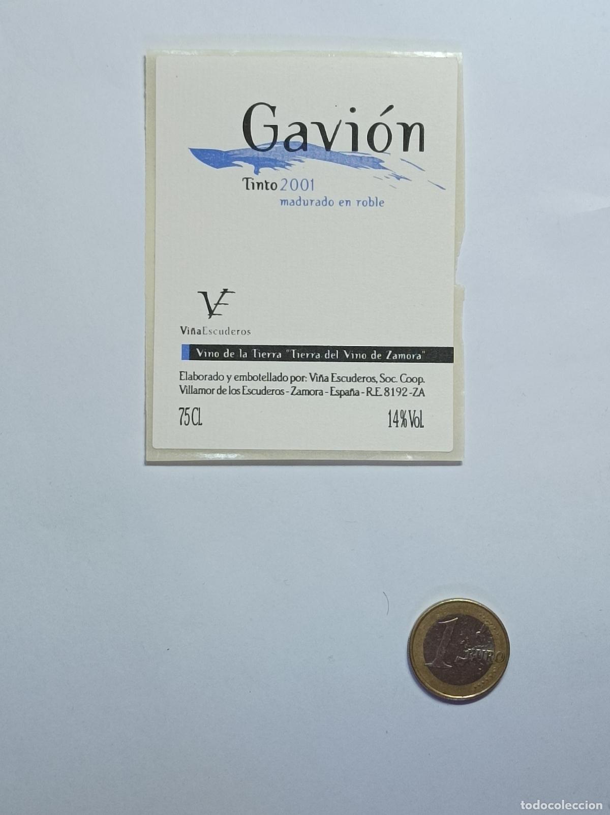 &Eacute;tiquettes anciennes: GAVION. ZAMORA. 2001. ETIQUETA VINO. SIN USAR. PEGATINA.