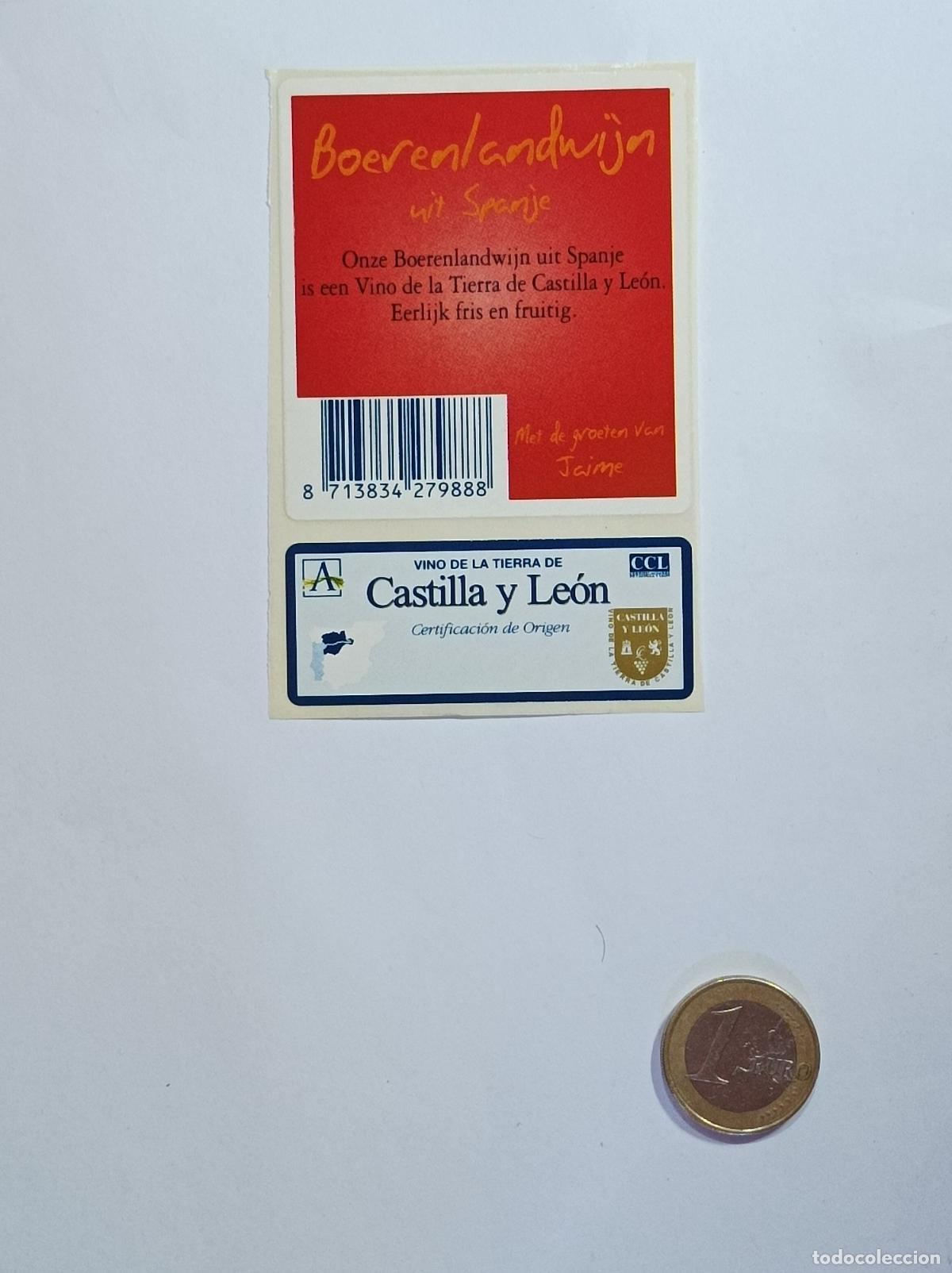 &Eacute;tiquettes anciennes: BOERENLANDWIJN. CASTILLA Y LEON. ETIQUETA VINO. SIN USAR. PEGATINA.