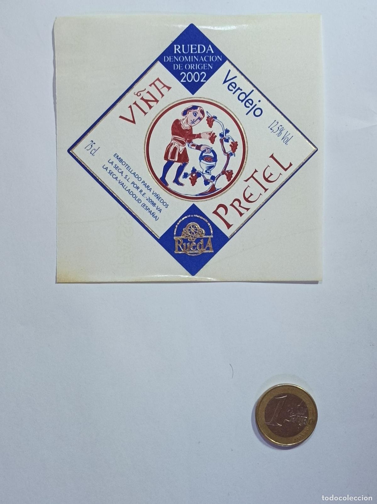 Old Labels: VI&Ntilde;A PETREL. VERDEJO. RUEDA. 2002. ETIQUETA VINO. SIN USAR. PEGATINA.