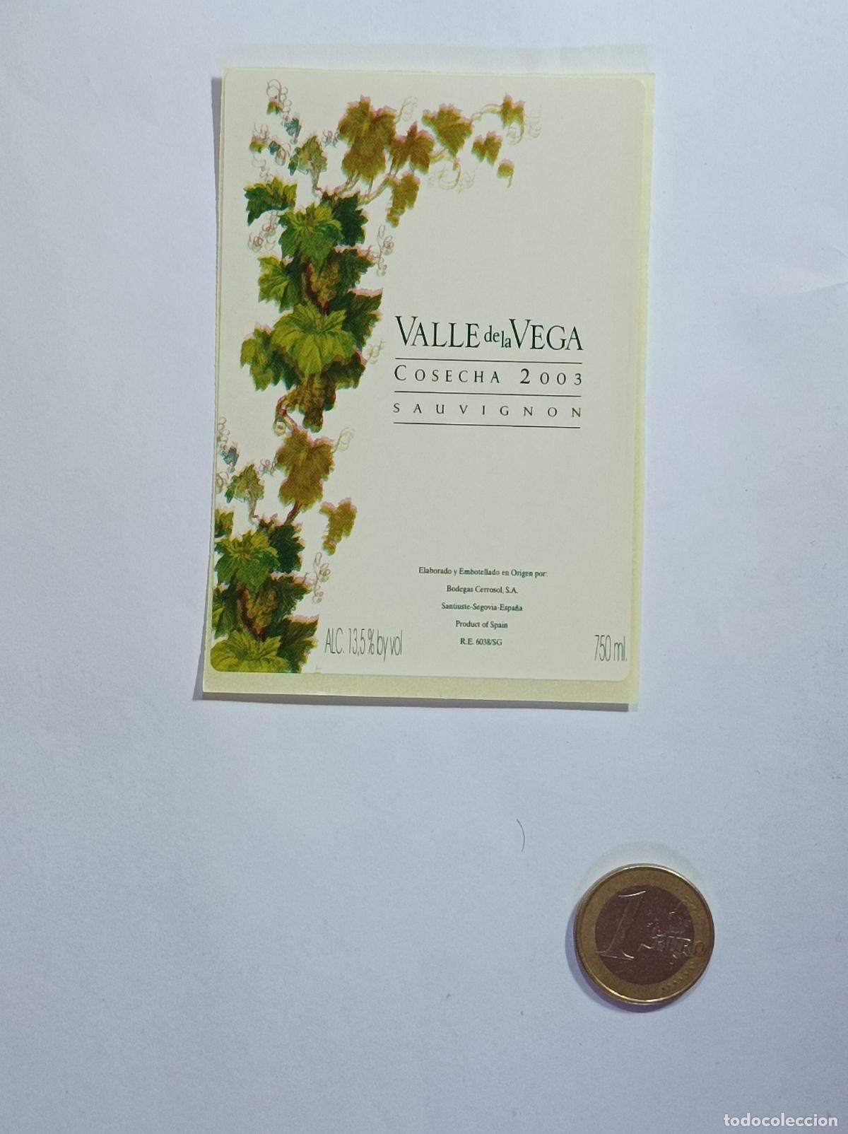 Etichette antiche: VALLE DE LA VEGA. 2003. ETIQUETA VINO. SIN USAR. PEGATINA.