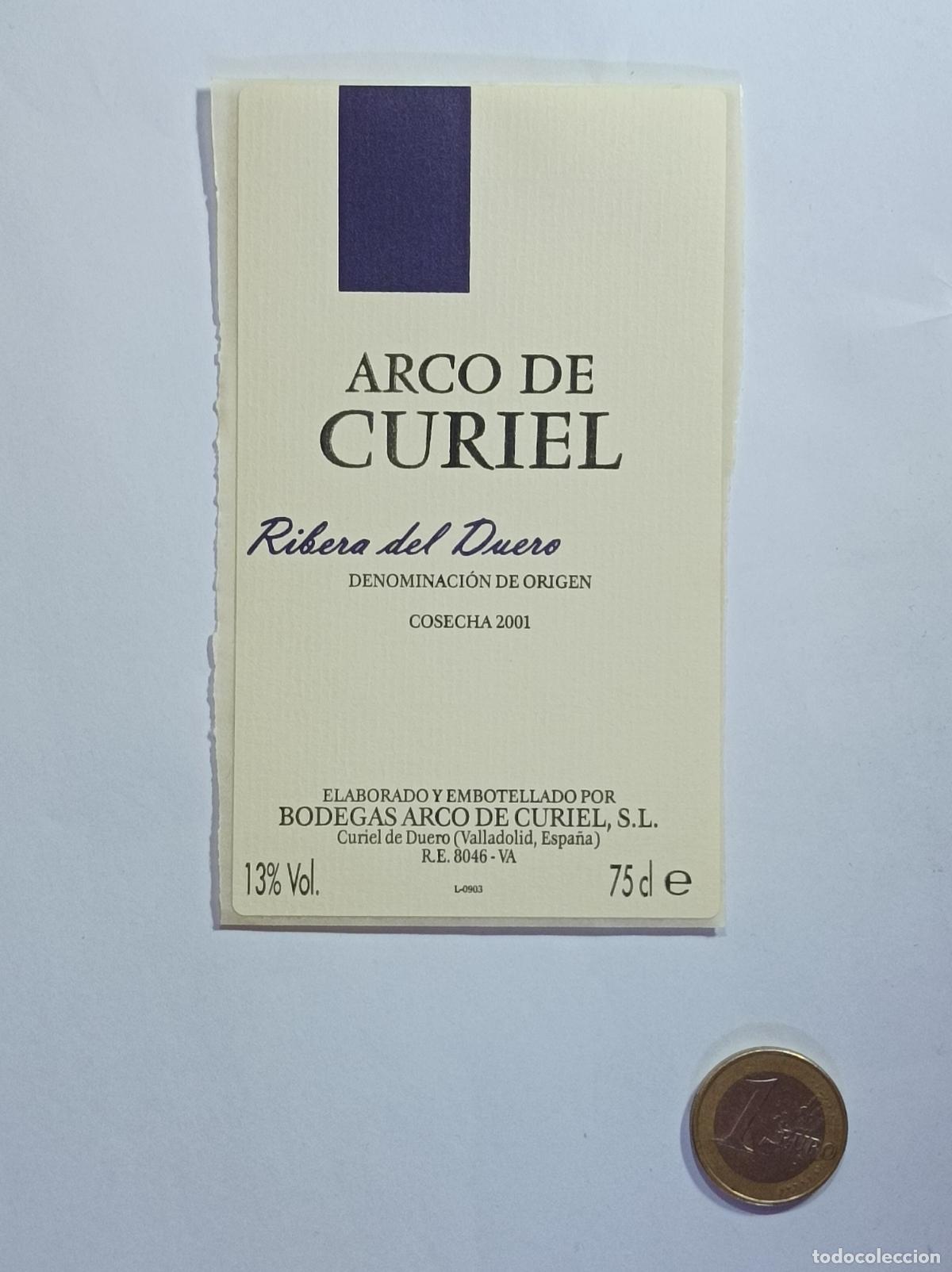 Old Labels: ARCO DE CURIEL. RIBERA DEL DUERO. 2001. ETIQUETA VINO. SIN USAR. PEGATINA.