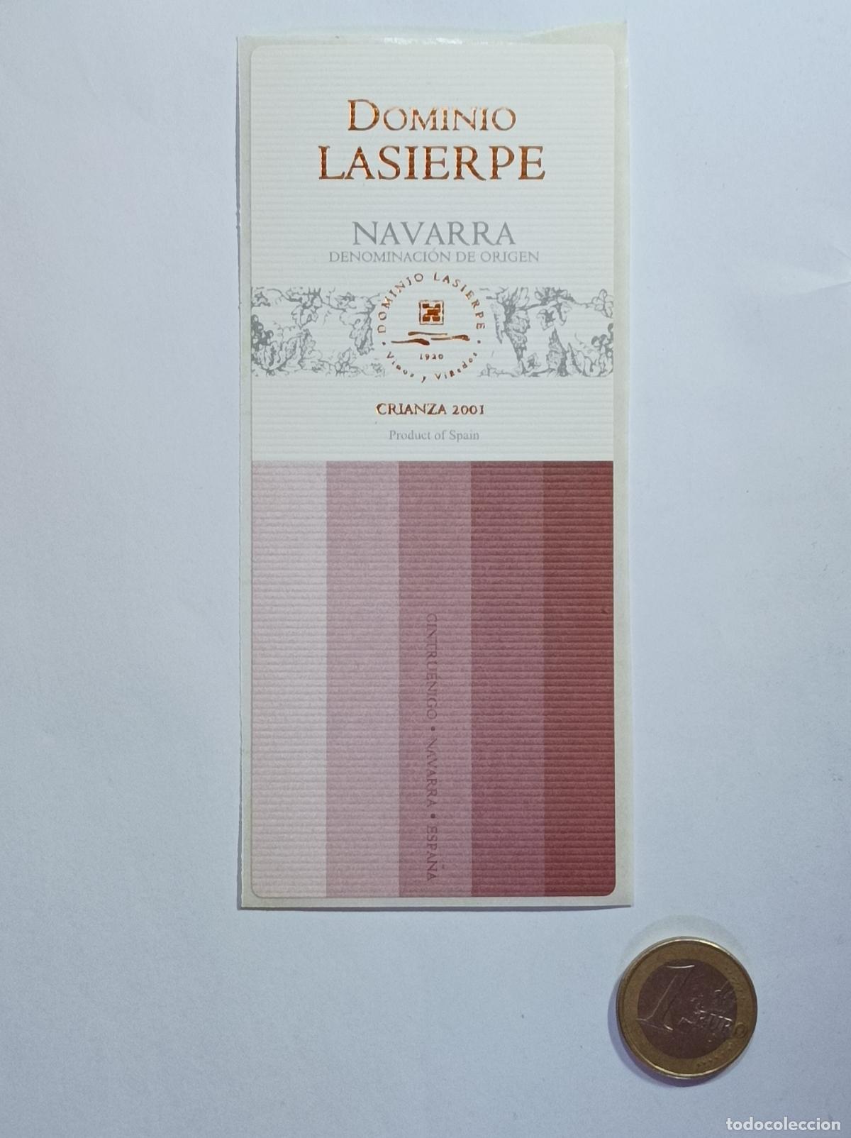 Old Labels: DOMINIO LASIERPE. NAVARRA. 2001. ETIQUETA VINO. SIN USAR. PEGATINA.