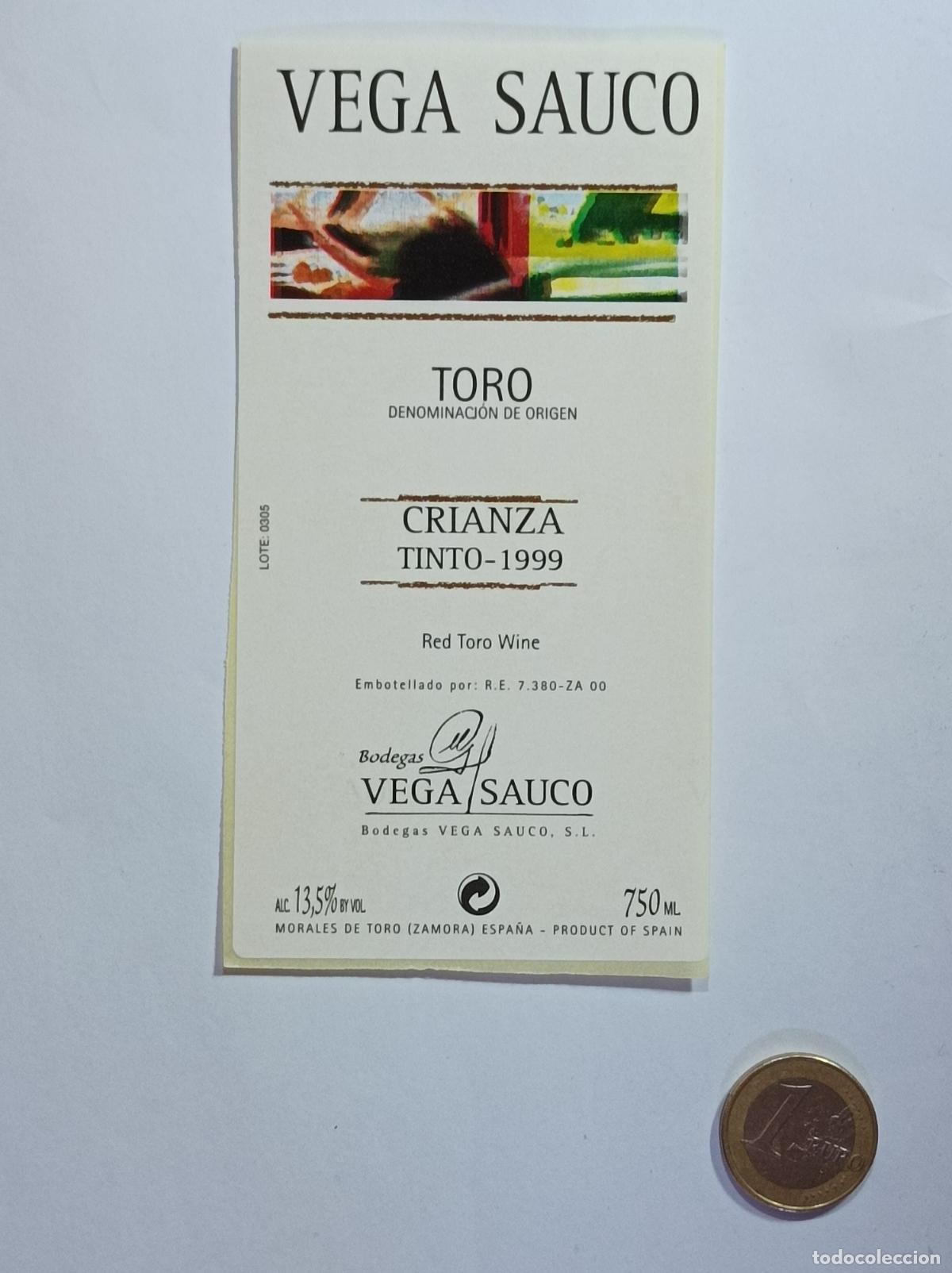 Etichette antiche: VEGA SAUCO. TORO. 1999. ETIQUETA VINO. SIN USAR. PEGATINA.