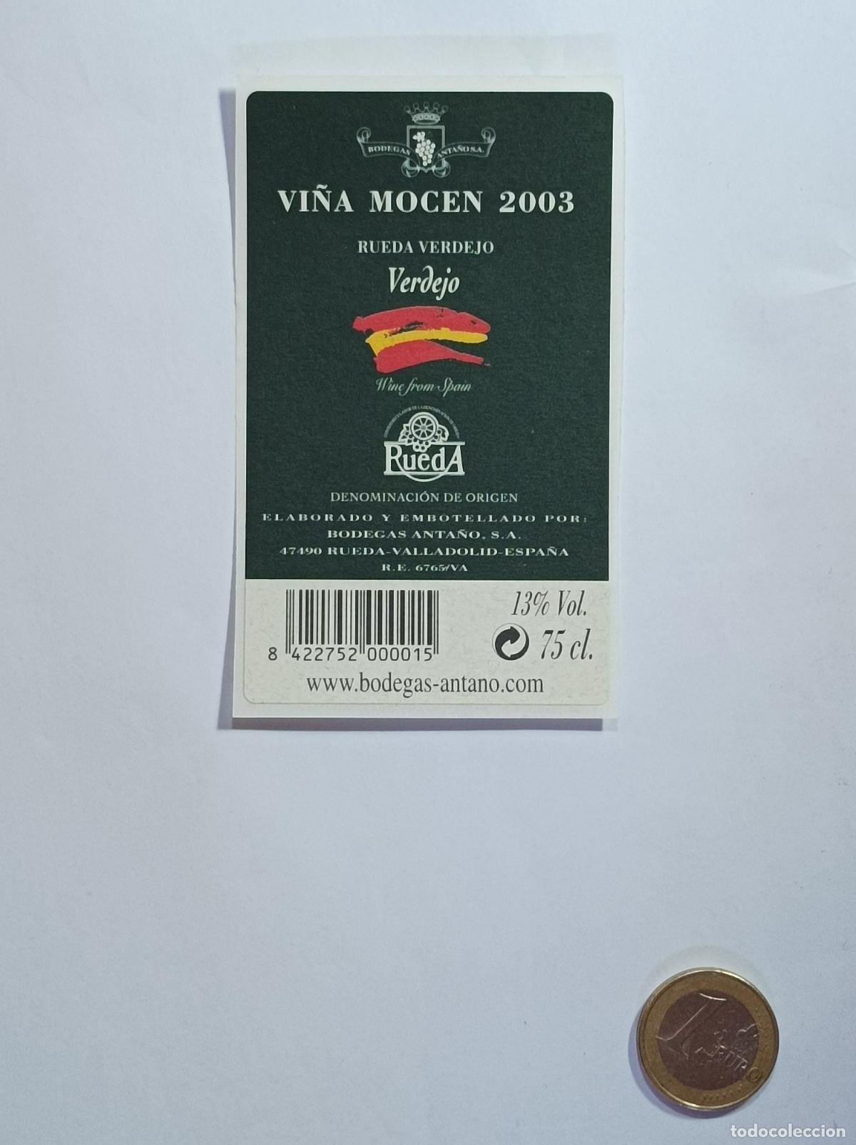 Old Labels: VILLA MOCEN. VERDEJO. RUEDA. 2003. ETIQUETA VINO. SIN USAR. PEGATINA.