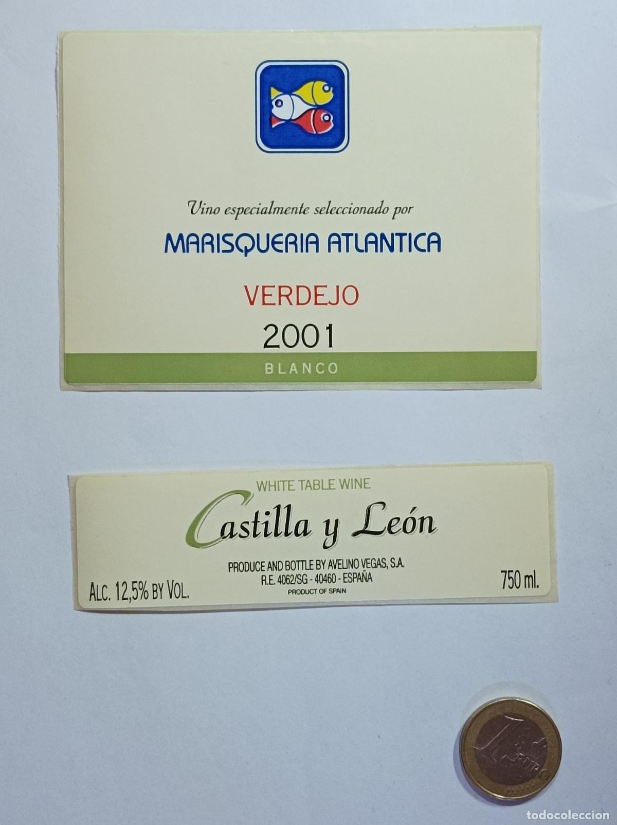 Etiquetas antiguas: MARISQUERIA ATLANTICA. VERDEJO. 2001. ETIQUETA VINO. SIN USAR. PEGATINA.