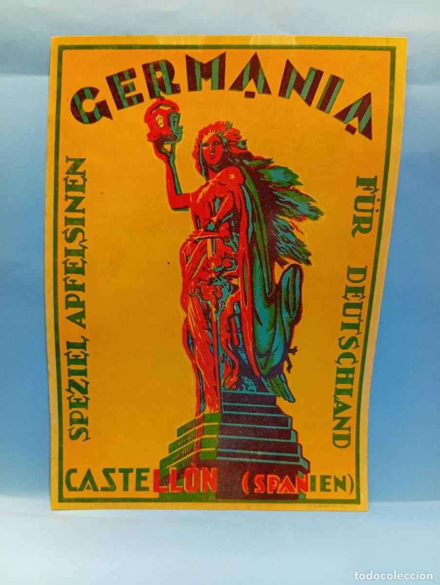 Etichette antiche: ETIQUETA. GERMANIA. SPEZIEL APFEISINEN. CASTELLON. MEDIDAS : 28 X 20 CM APROX.