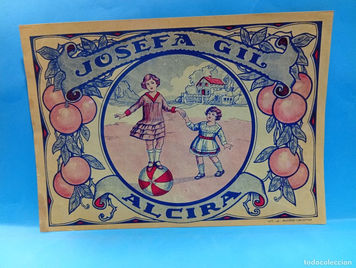 Etichette antiche: ETIQUETA. NARANJAS. JOSEFA GIL. ALCIRA, VALENCIA. MEDIDAS : 28 X 19.5 CM APROX.