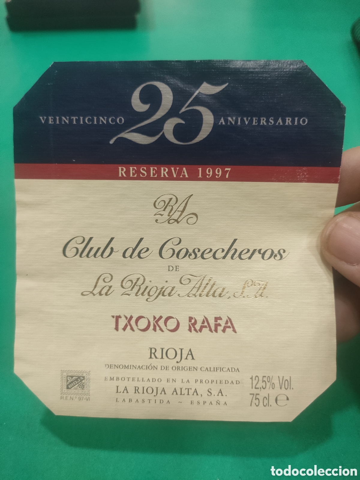 Etiquetas antiguas: Etiqueta TXOKO RAFA 25 ANIVERSARIO RIOJA ALTA Estado el que se aprecia