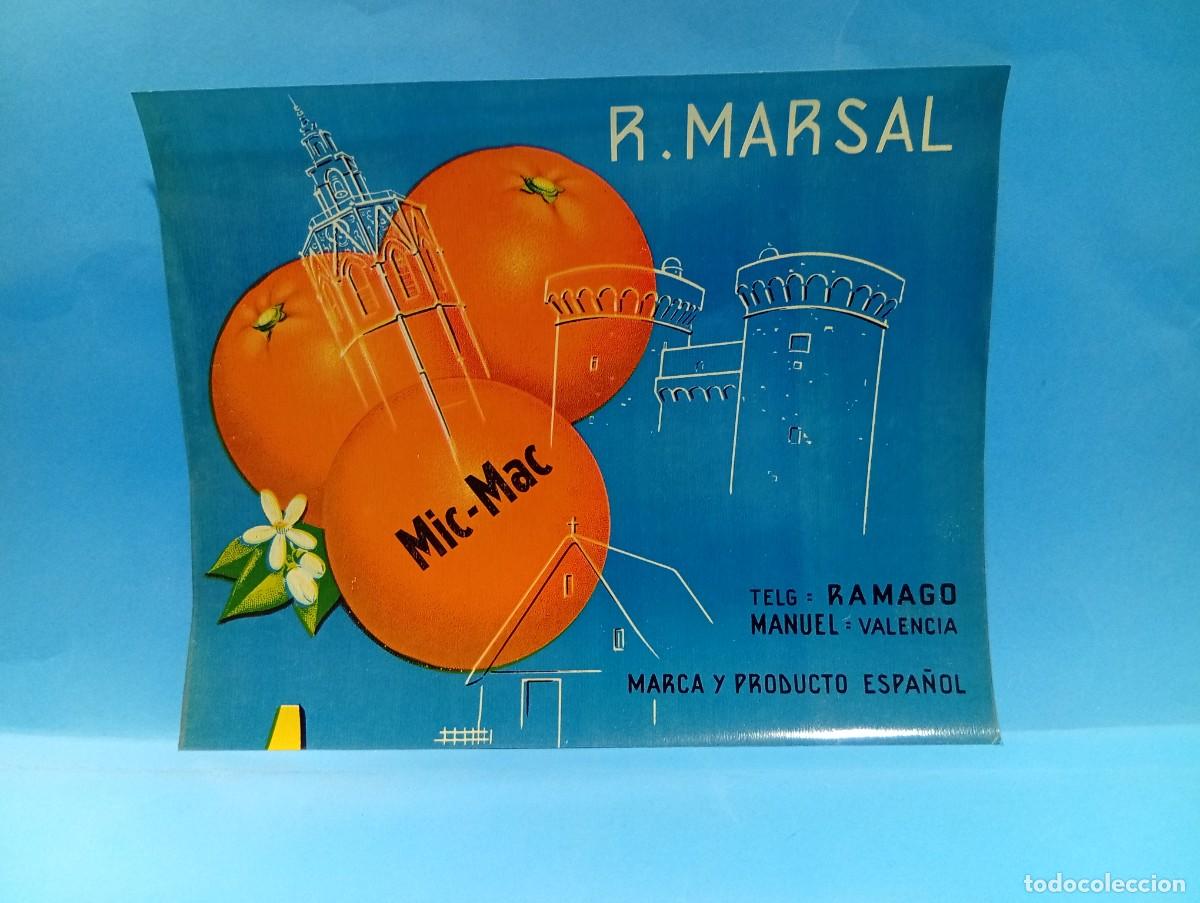 Etiquetas antiguas: ETIQUETA. NARANJAS. R. MARSAL. VALENCIA. ORIGINAL. VER.