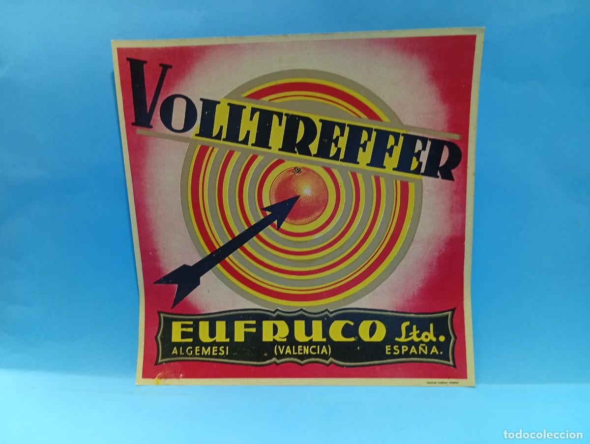Etiquetas antiguas: ETIQUETA. NARANJAS. VOLLTREFFER. AUFRUCO. ALGEMESI, VALENCIA. ORIGINAL. VER.