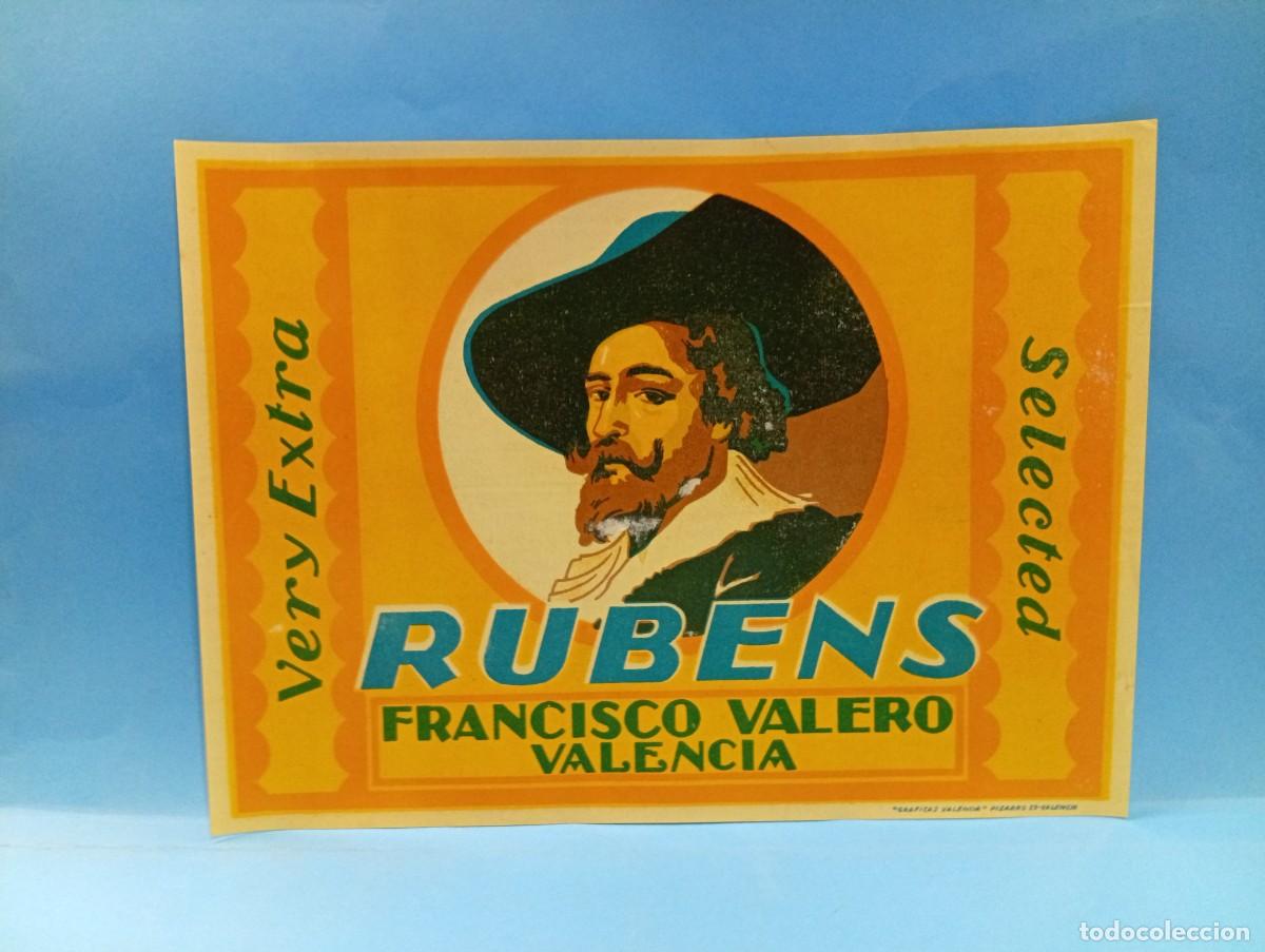 Etiquetas antiguas: ETIQUETA. NARANJAS. RUBENS. FRANCISCO VALERO. VALENCIA. ORIGINAL. VER.