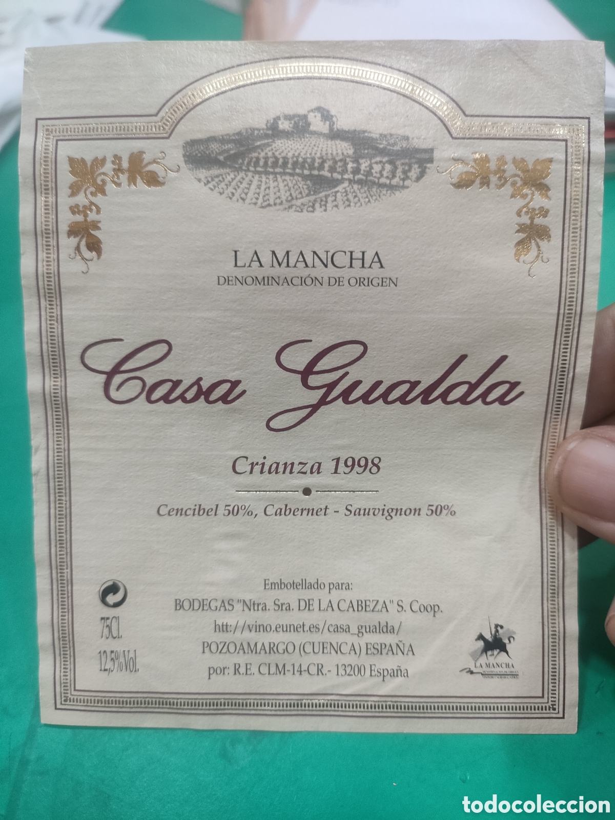 Etiquetas antiguas: Etiqueta CASA GUALDA Crianza 1998 LA MANCHA