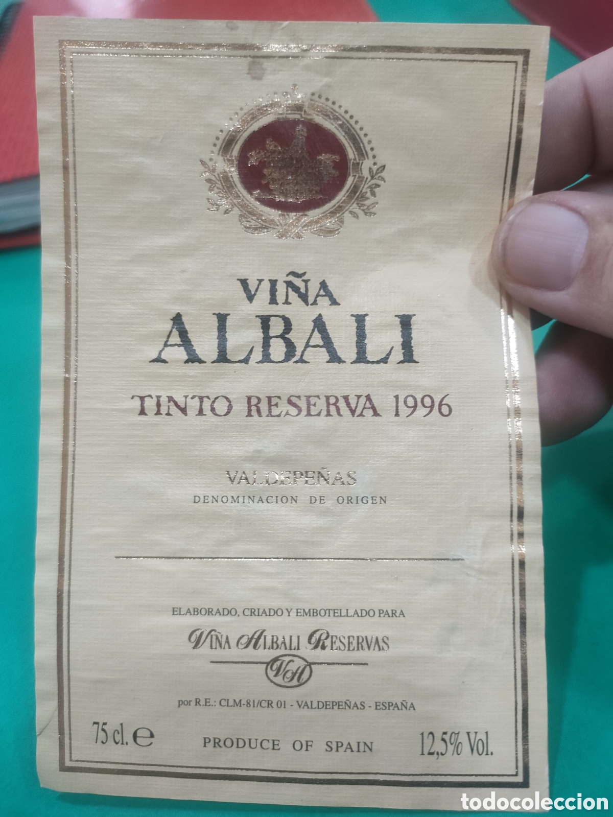 Etiquetas antiguas: Etiqueta VI&Ntilde;A ALBALI Tinto Reserva 1996
