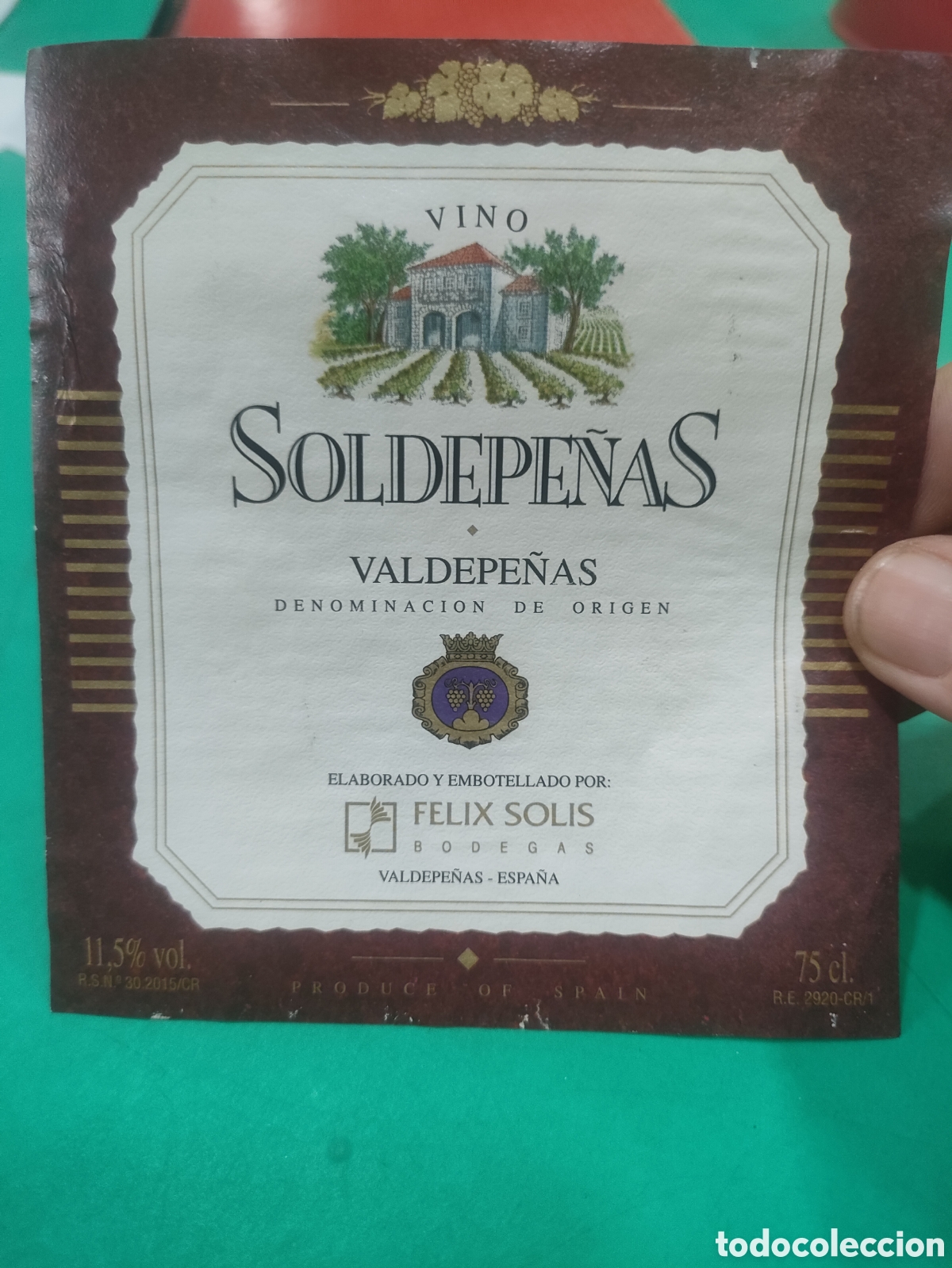 Etiquetas antiguas: Etiqueta SOLDEPE&Ntilde;AS Valdepe&ntilde;as FELIX SOLIS