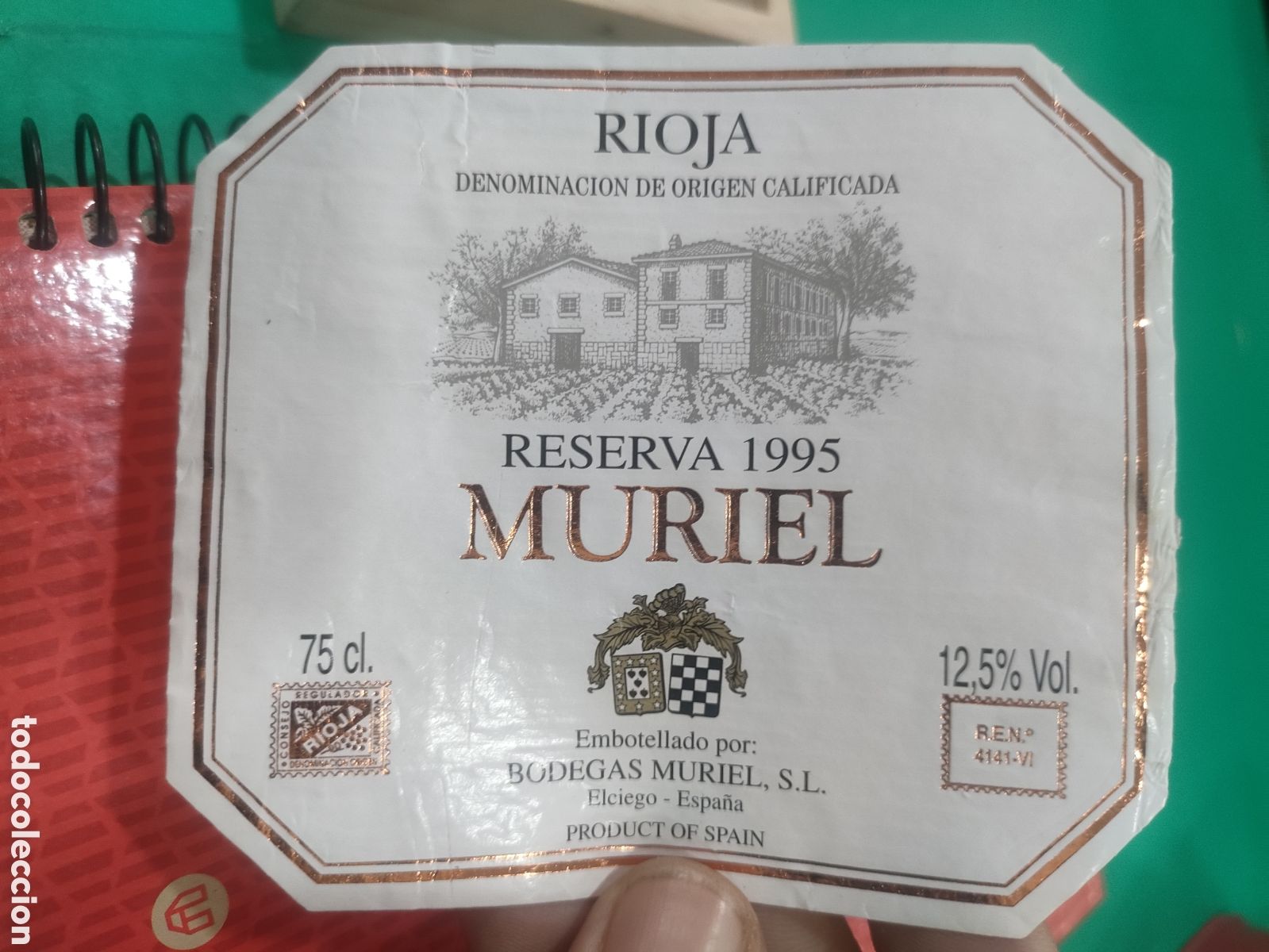 Etiquetas antiguas: Etiqueta MURIEL Reserva 1995 RIOJA Bodegas Muriel