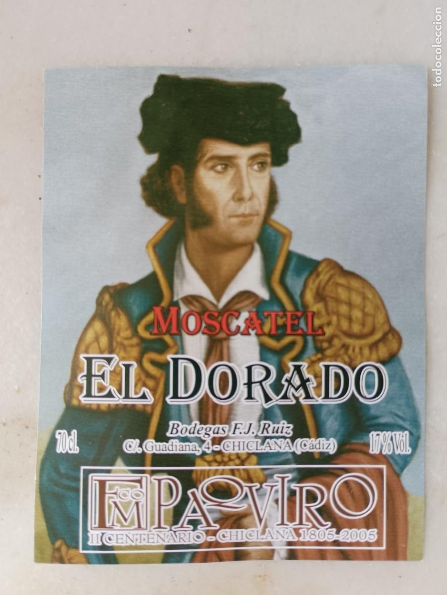 Old Labels: Etiqueta vino Chiclana torero el Dorado