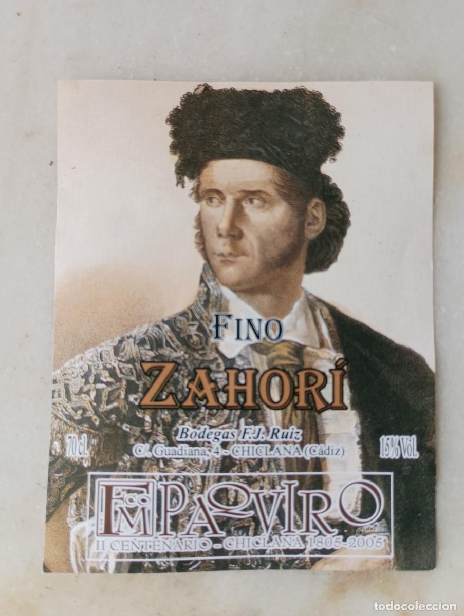 Etiquetas antiguas: Etiqueta vino torero Chiclana zahor&iacute;