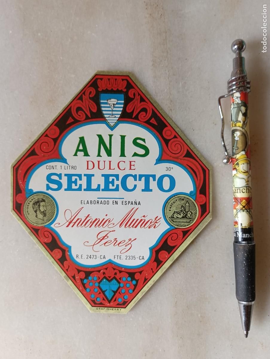 Old Labels: Antigua etiqueta anis Antonio Mu&ntilde;oz jerez de la frontera