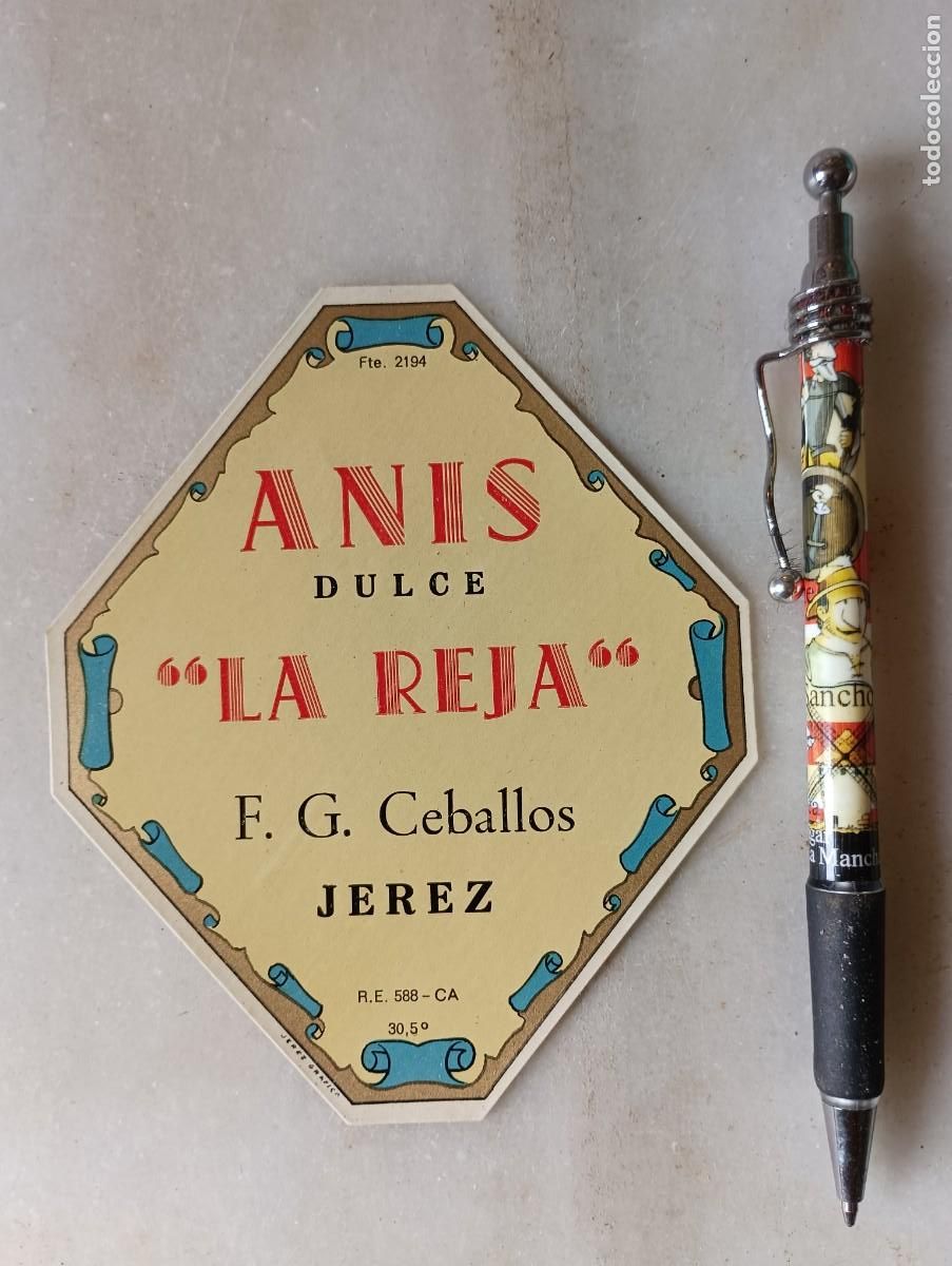 Old Labels: Antigua etiqueta anis la reja f g Ceballos
