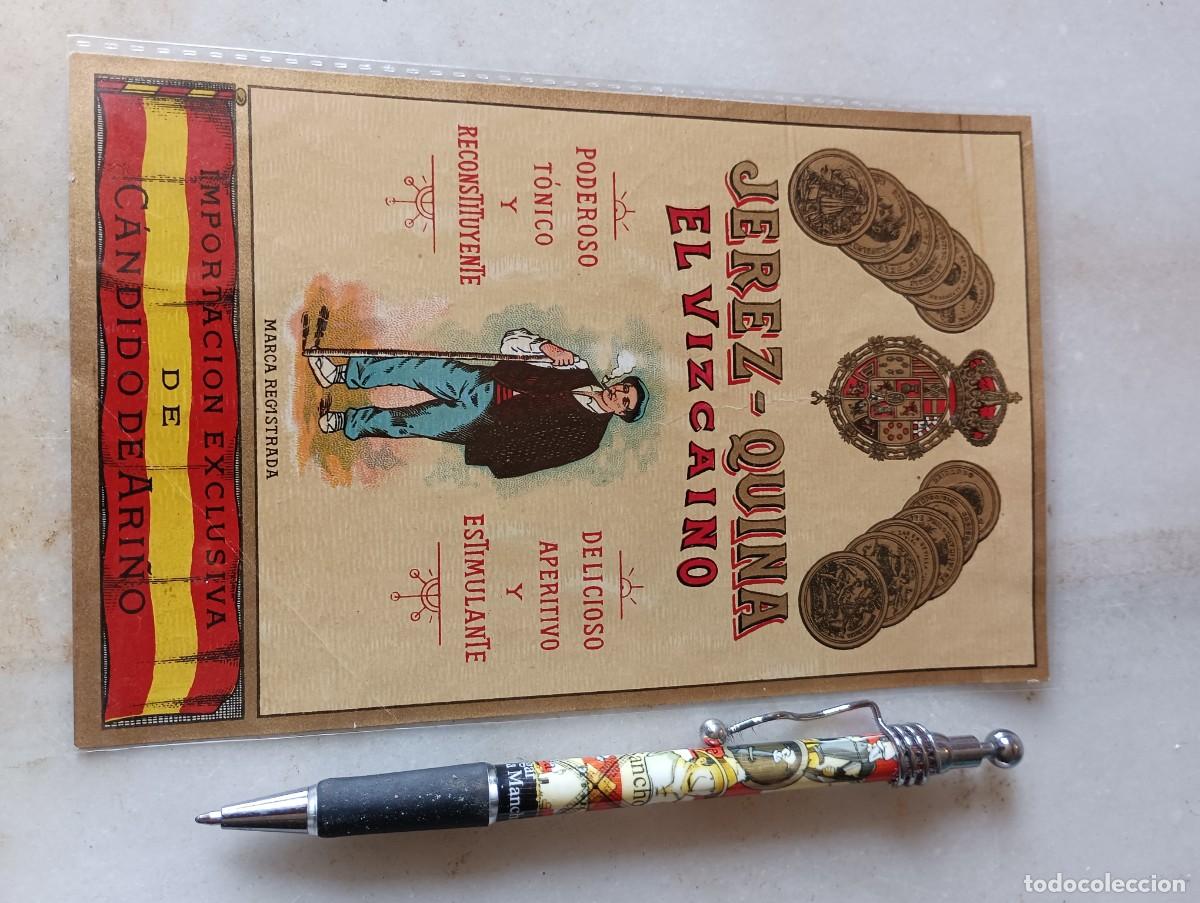 Etiquetas antiguas: Antigua etiqueta jerez quina el vizca&iacute;no