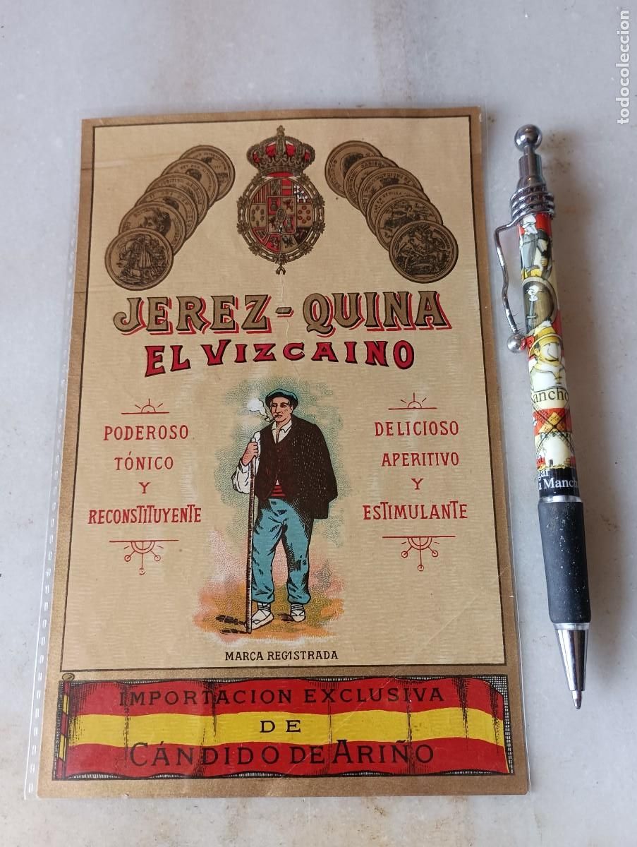 Etiquetas antiguas: Antigua etiqueta jerez quina el vizca&iacute;no