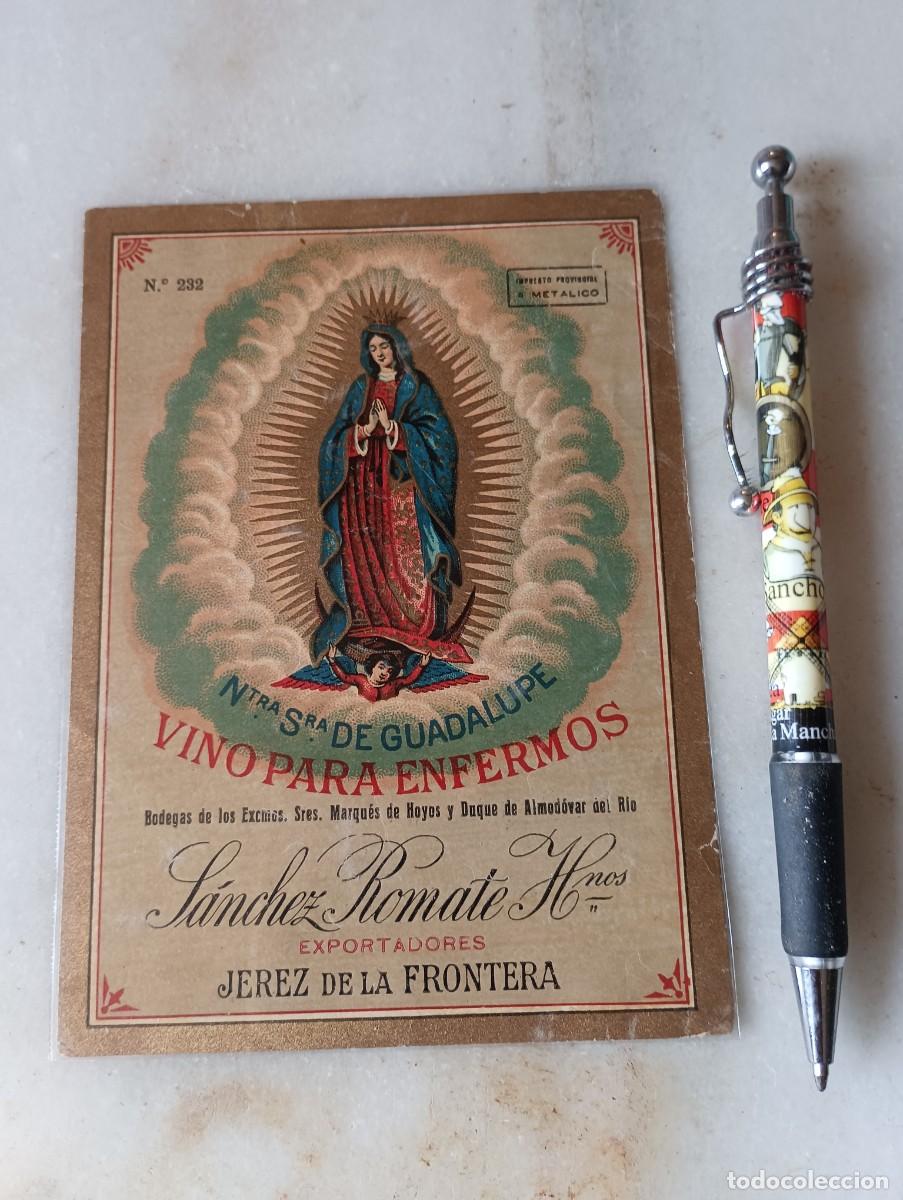 Etiquetas antiguas: Antigua etiqueta vino para enfermos Guadalupe romate