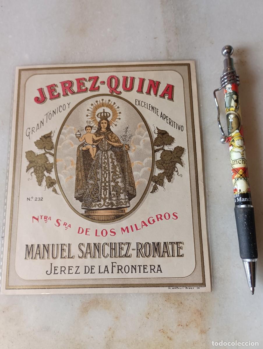 Etiquetas antiguas: Antigua etiqueta jerez quina milagros romate
