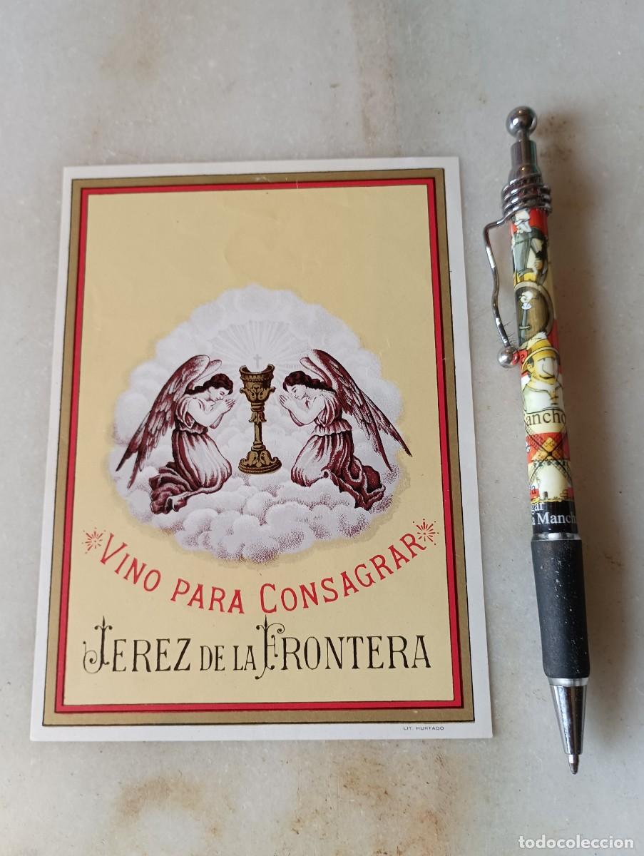 Etiquetas antiguas: Antigua etiqueta vino consagrar jerez