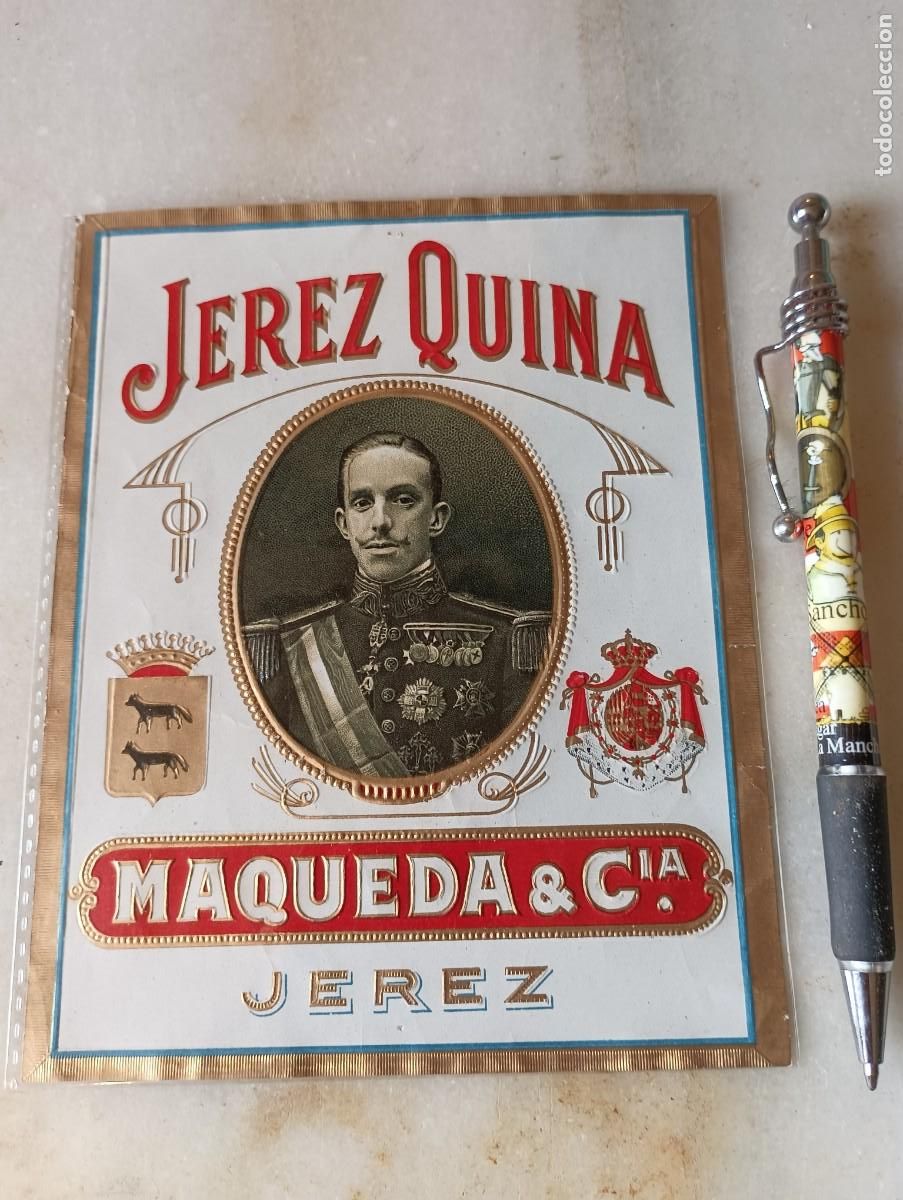 Etiquetas antiguas: Antigua etiqueta jerez quina Alfonso XIII