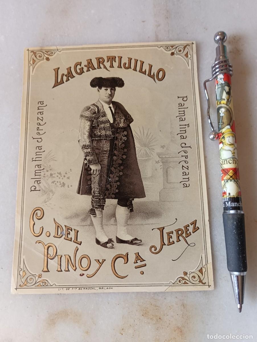 Etiquetas antiguas: Antigua etiqueta vino jerez Cayetano del pino torero