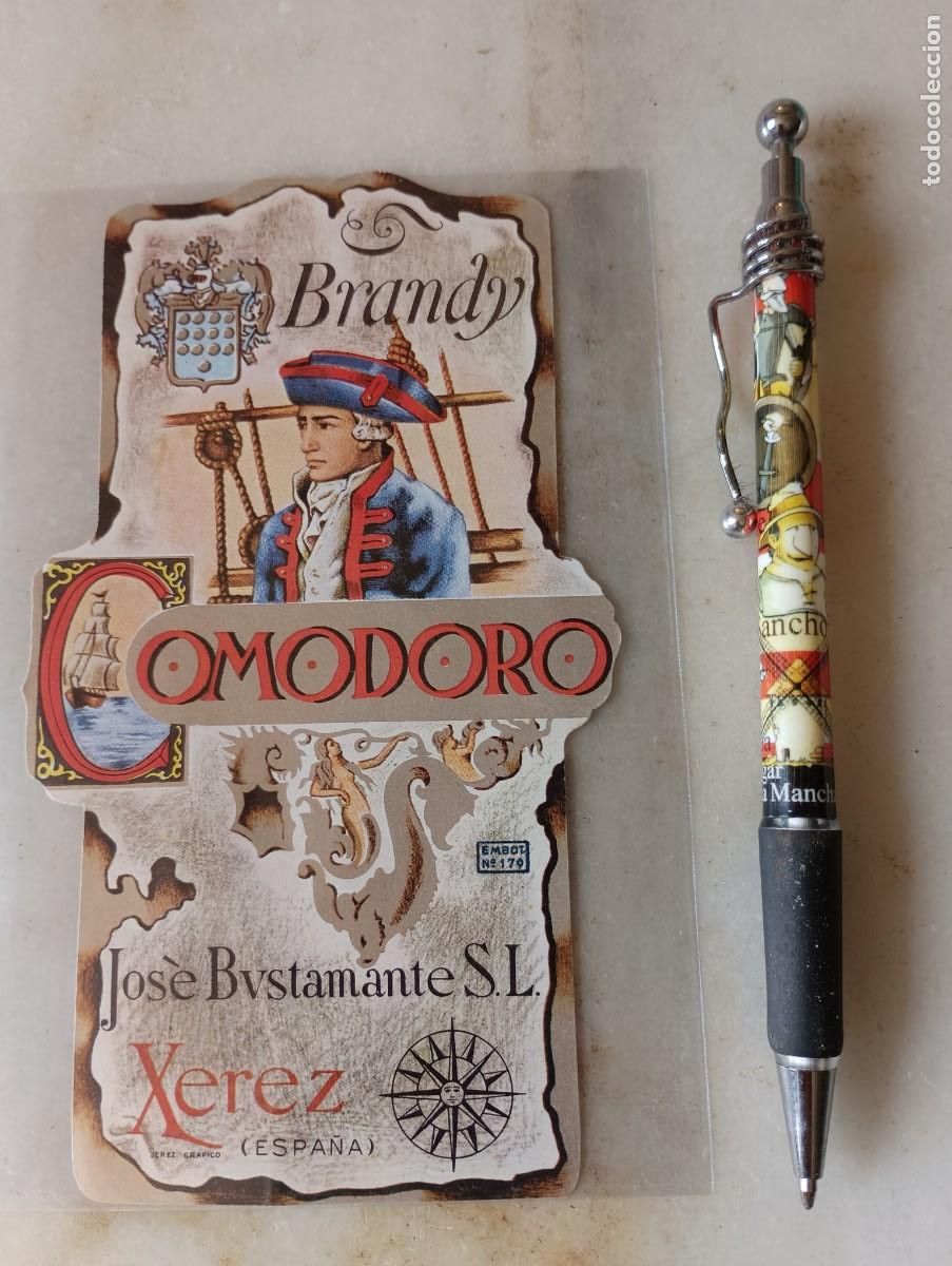 Etiquetas antiguas: Antigua etiqueta brandy Comodoro jerez
