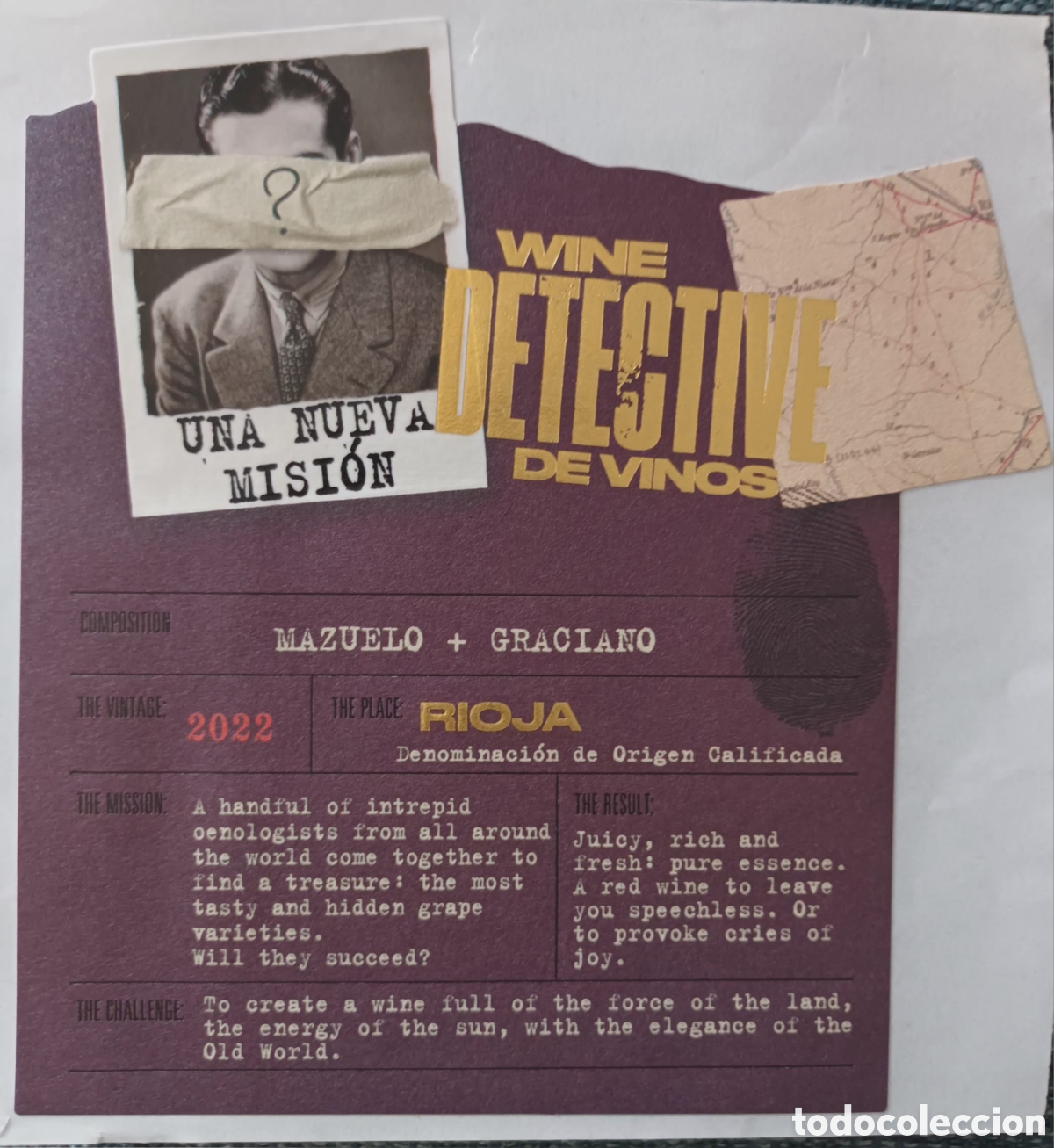 Etiquetas antiguas: ETIQUETA WINE DETECTIVE DE VINOS
